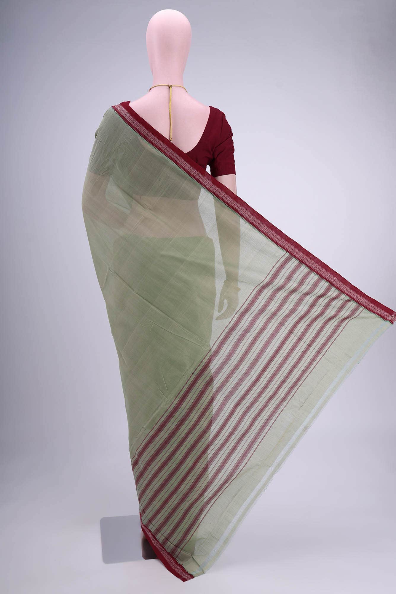 Pista Green Khadi Cotton Saree