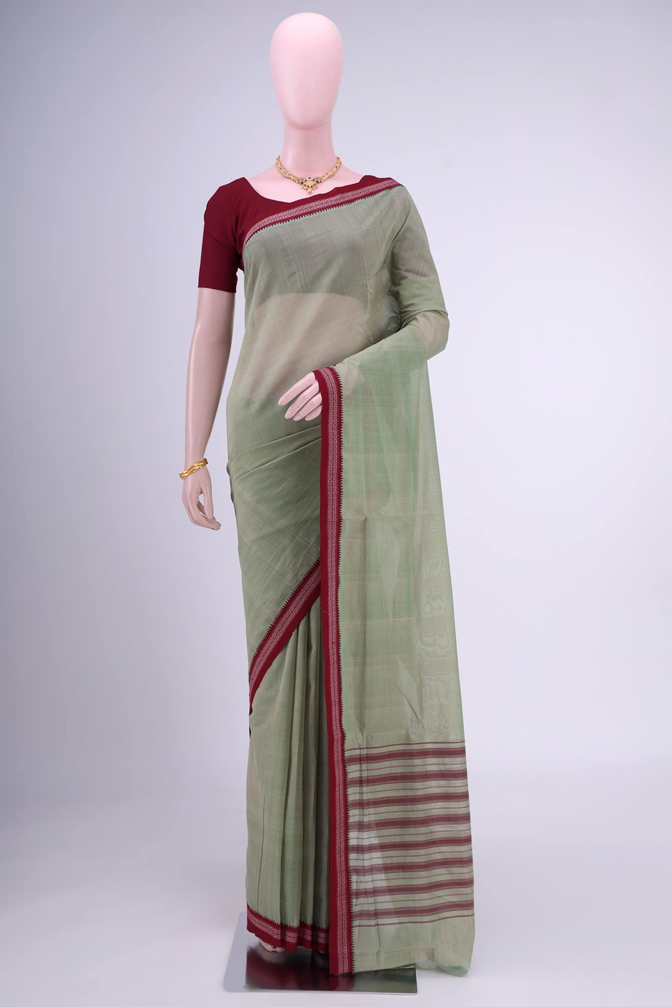 Pista Green Khadi Cotton Saree
