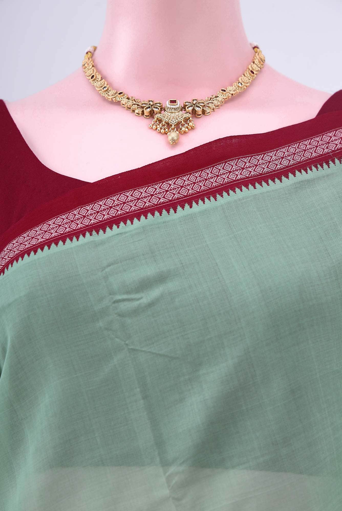Sage Green Khadi Cotton Saree