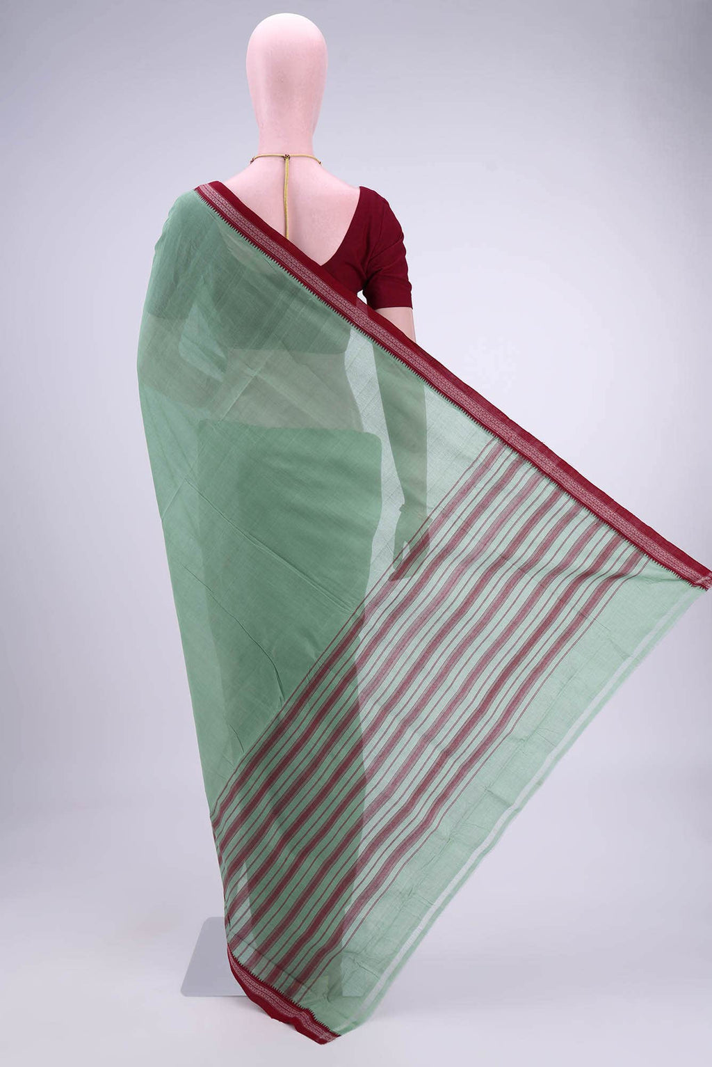 Sage Green Khadi Cotton Saree