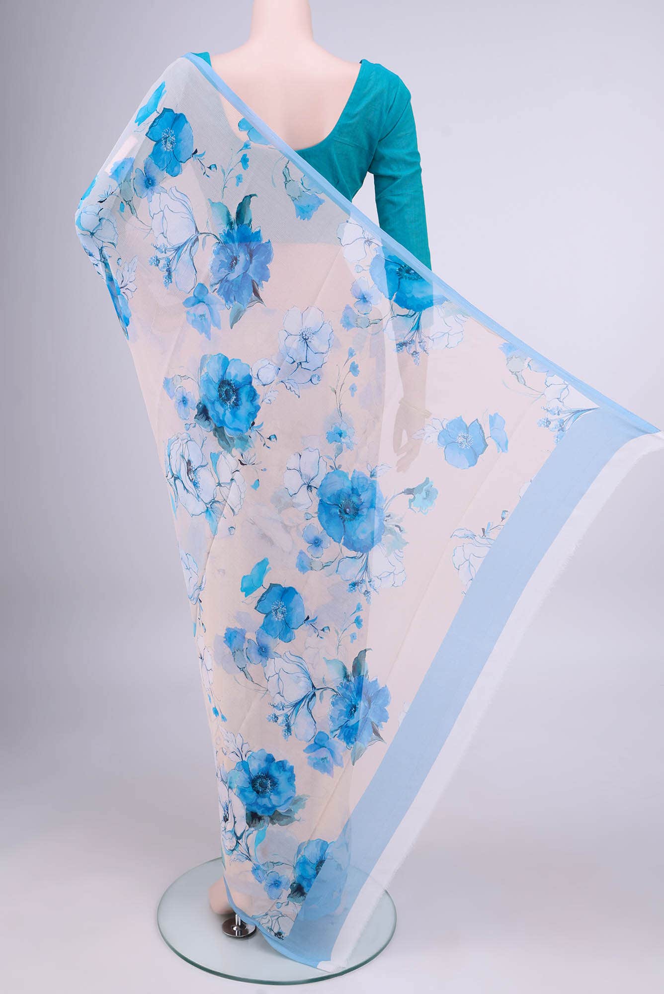 Cream Mysore Chiffon Saree