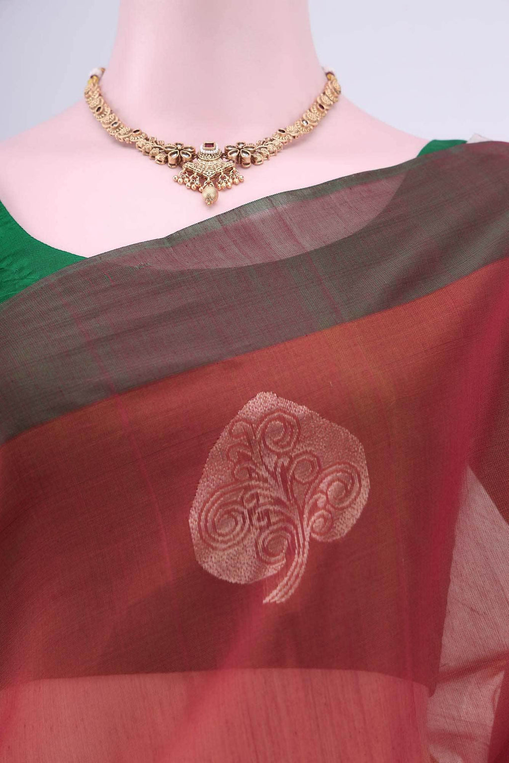 Rust Kota Cotton Saree