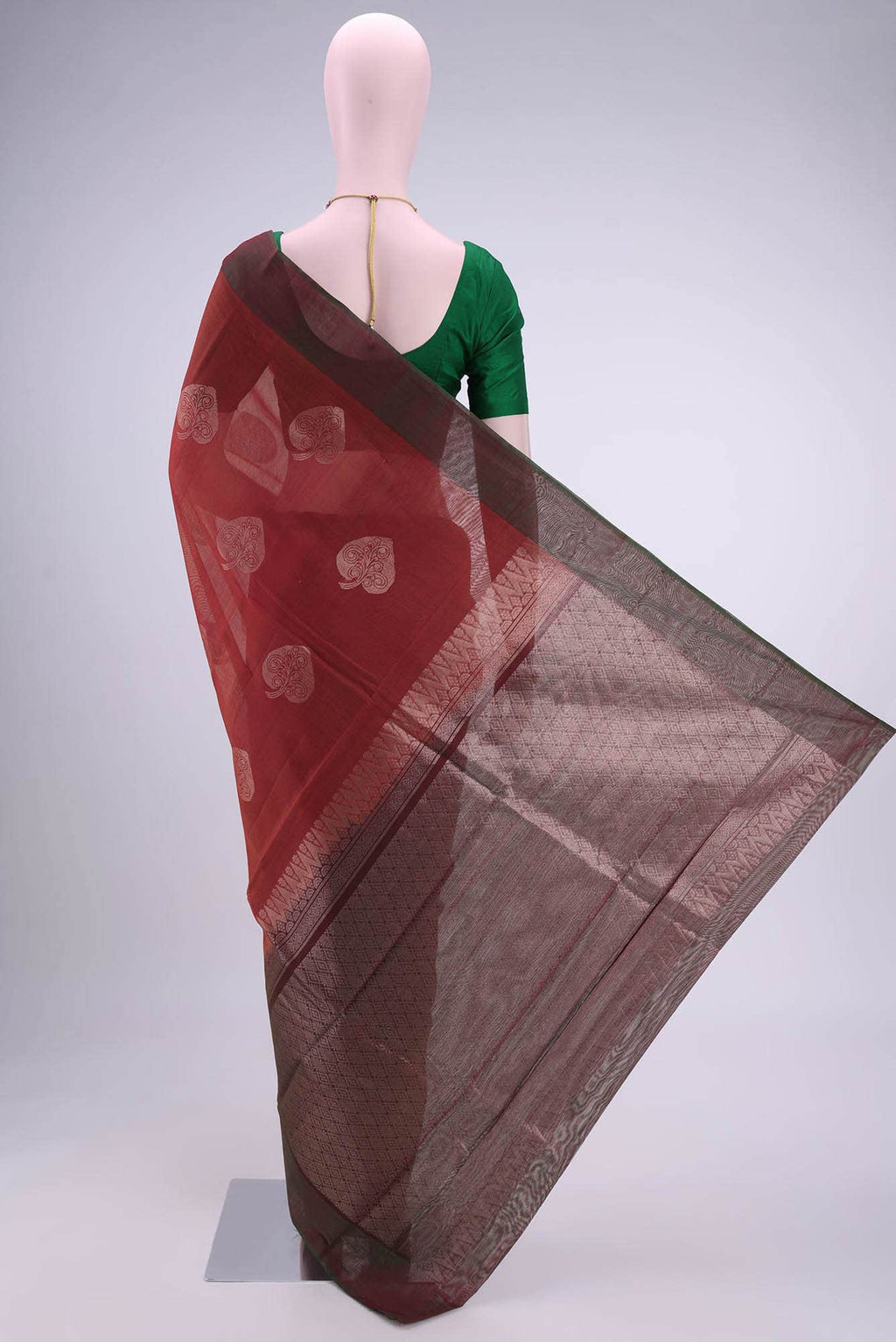 Rust Kota Cotton Saree