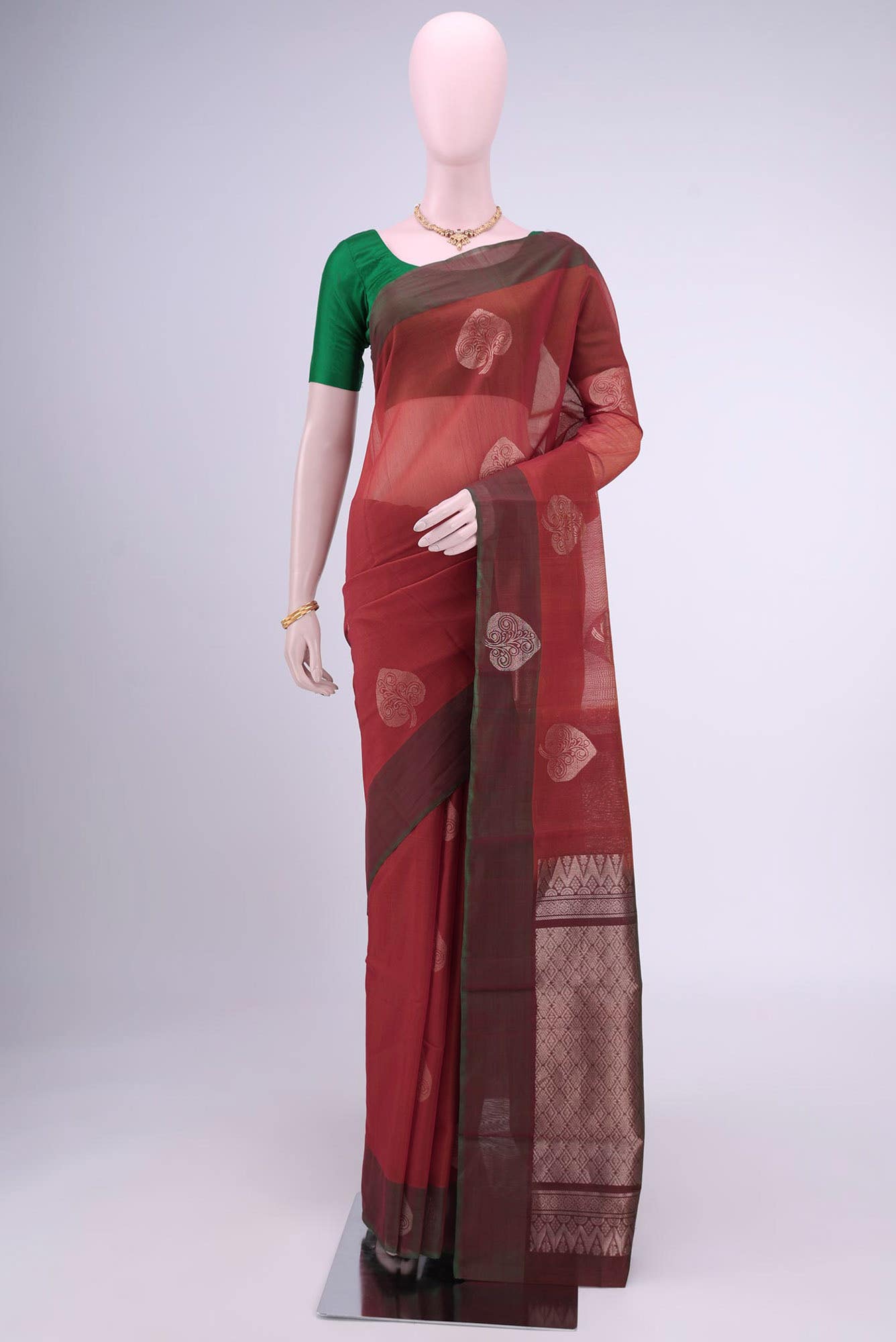 Rust Kota Cotton Saree