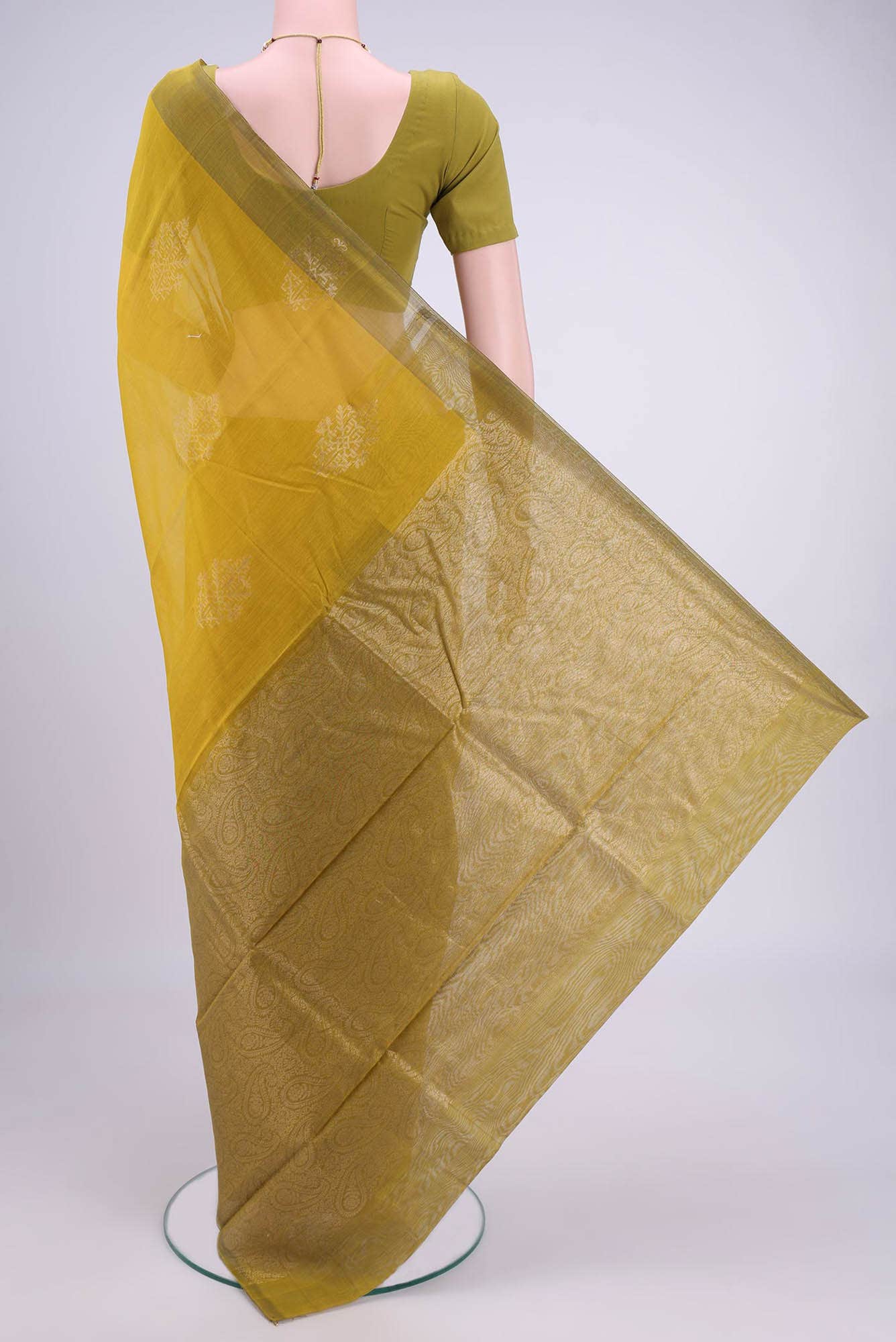 Mehandi Green Kota Cotton Saree
