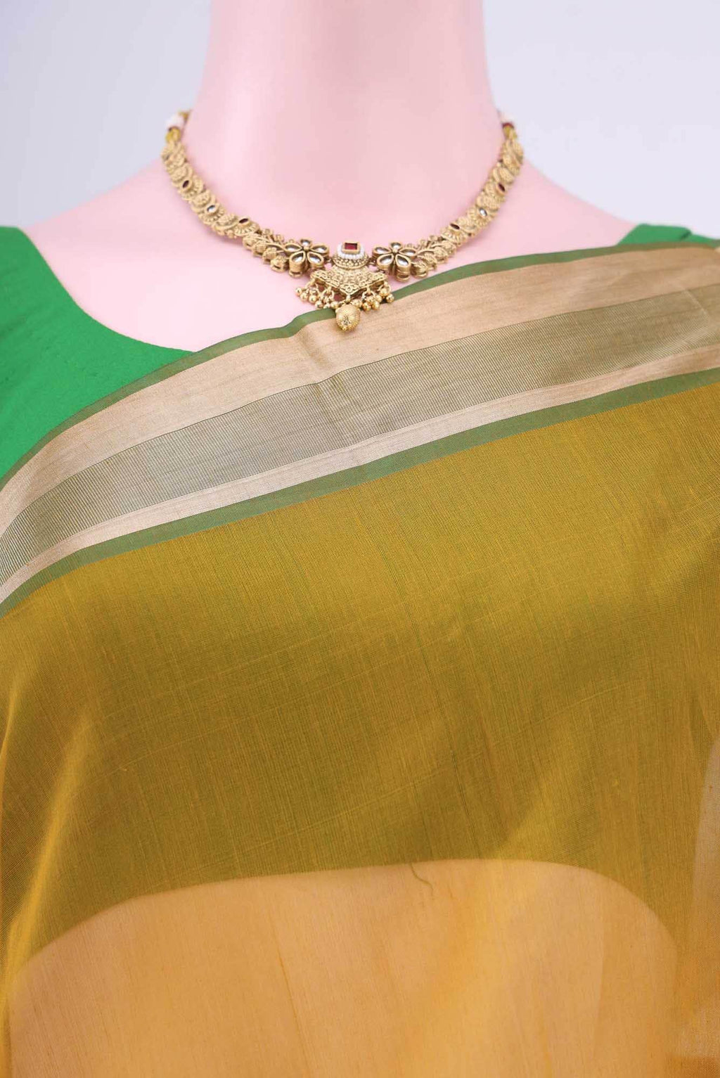 Mustard Kota Cotton Saree