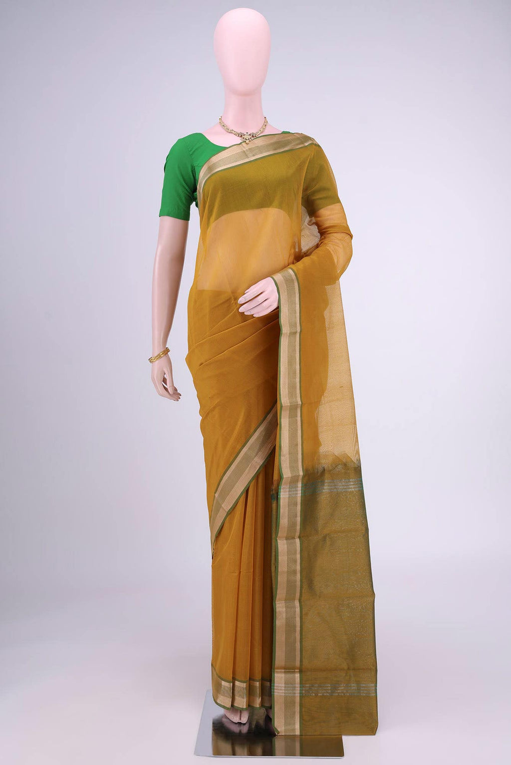 Mustard Kota Cotton Saree