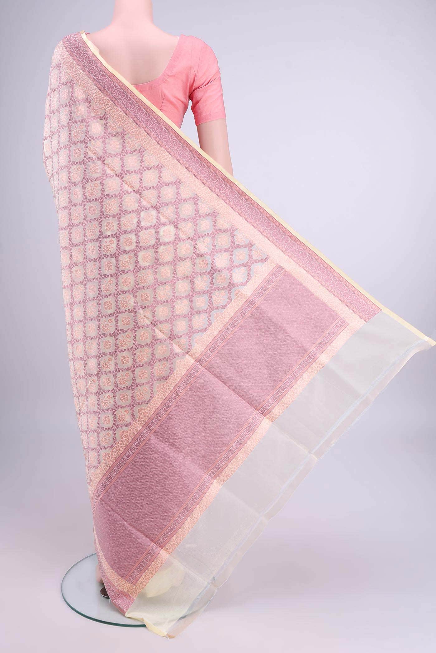 Off White Dual Tone Banarasi Silk Saree