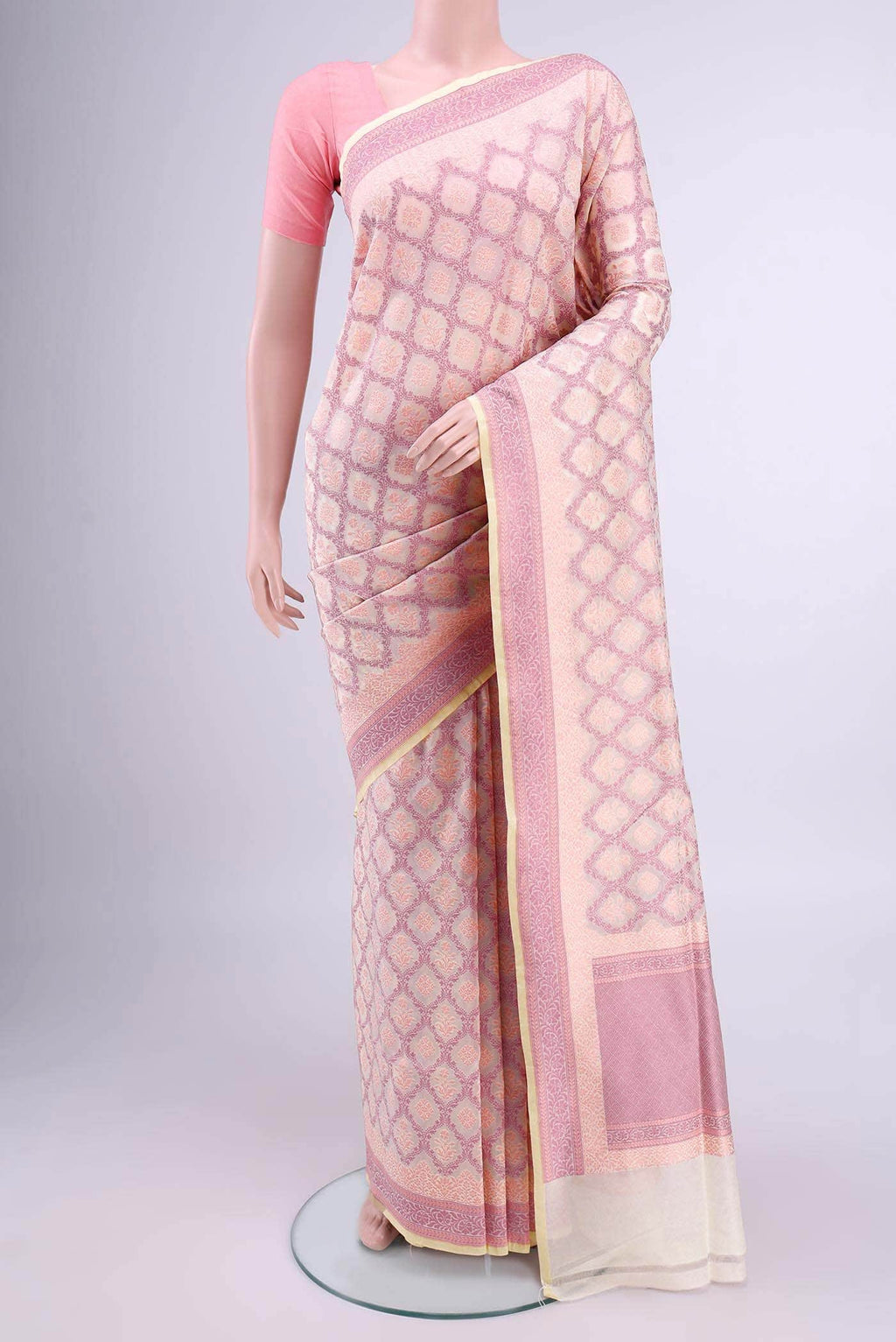 Off White Dual Tone Banarasi Silk Saree