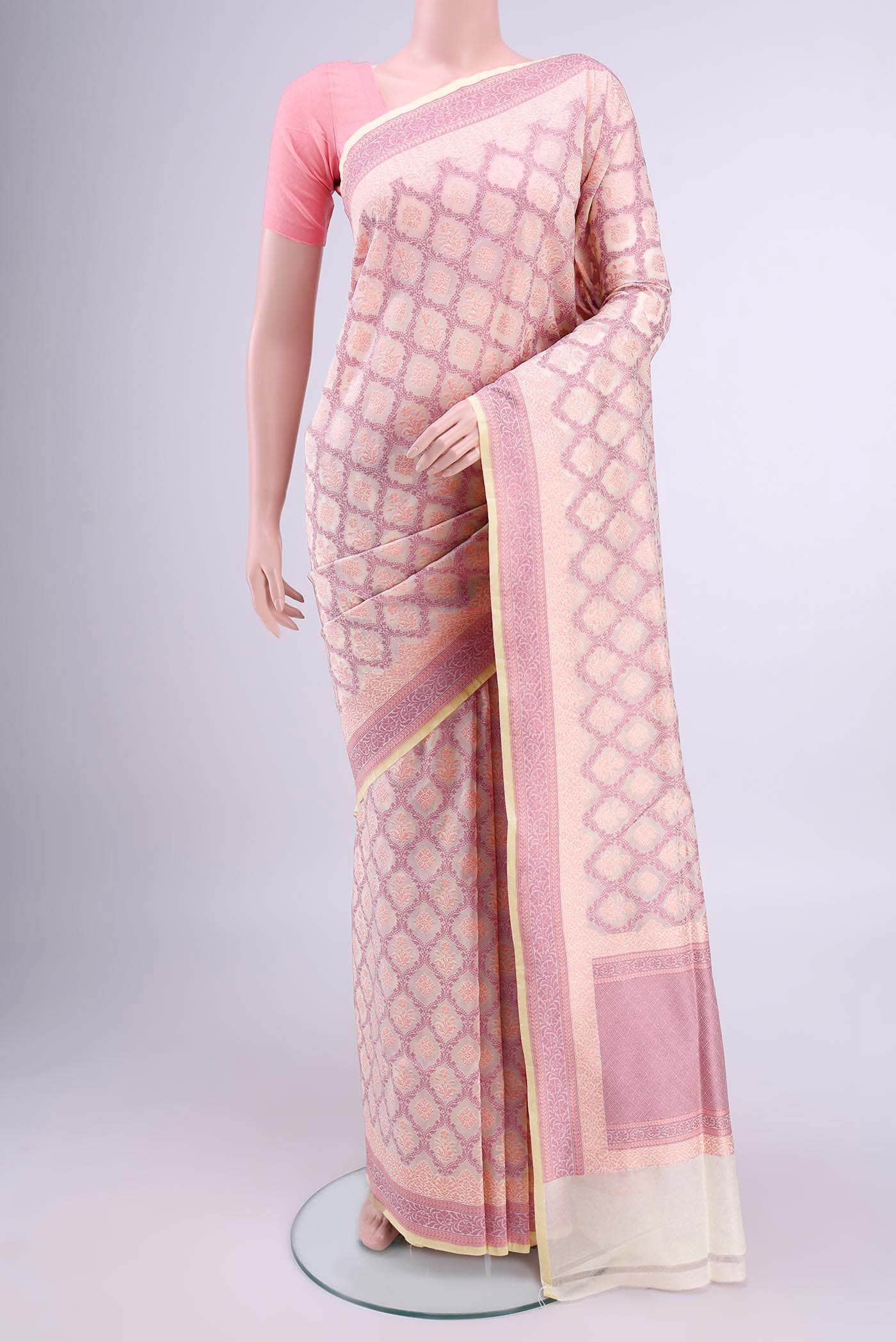 Off White Dual Tone Banarasi Silk Saree