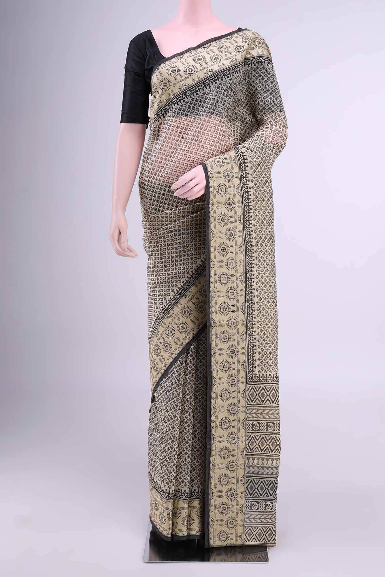 Beige Kota Cotton Saree