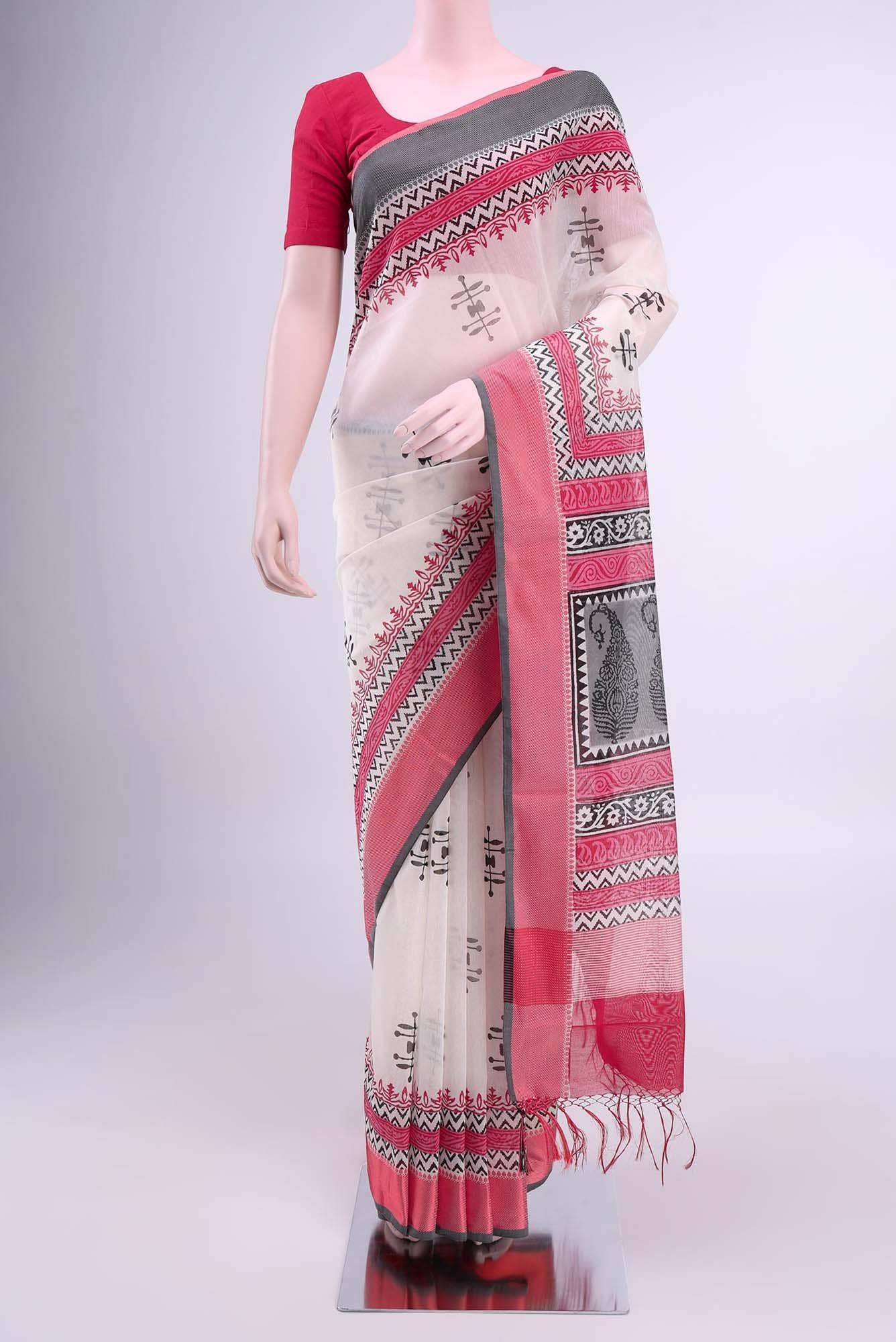 Beige Kota Cotton Saree