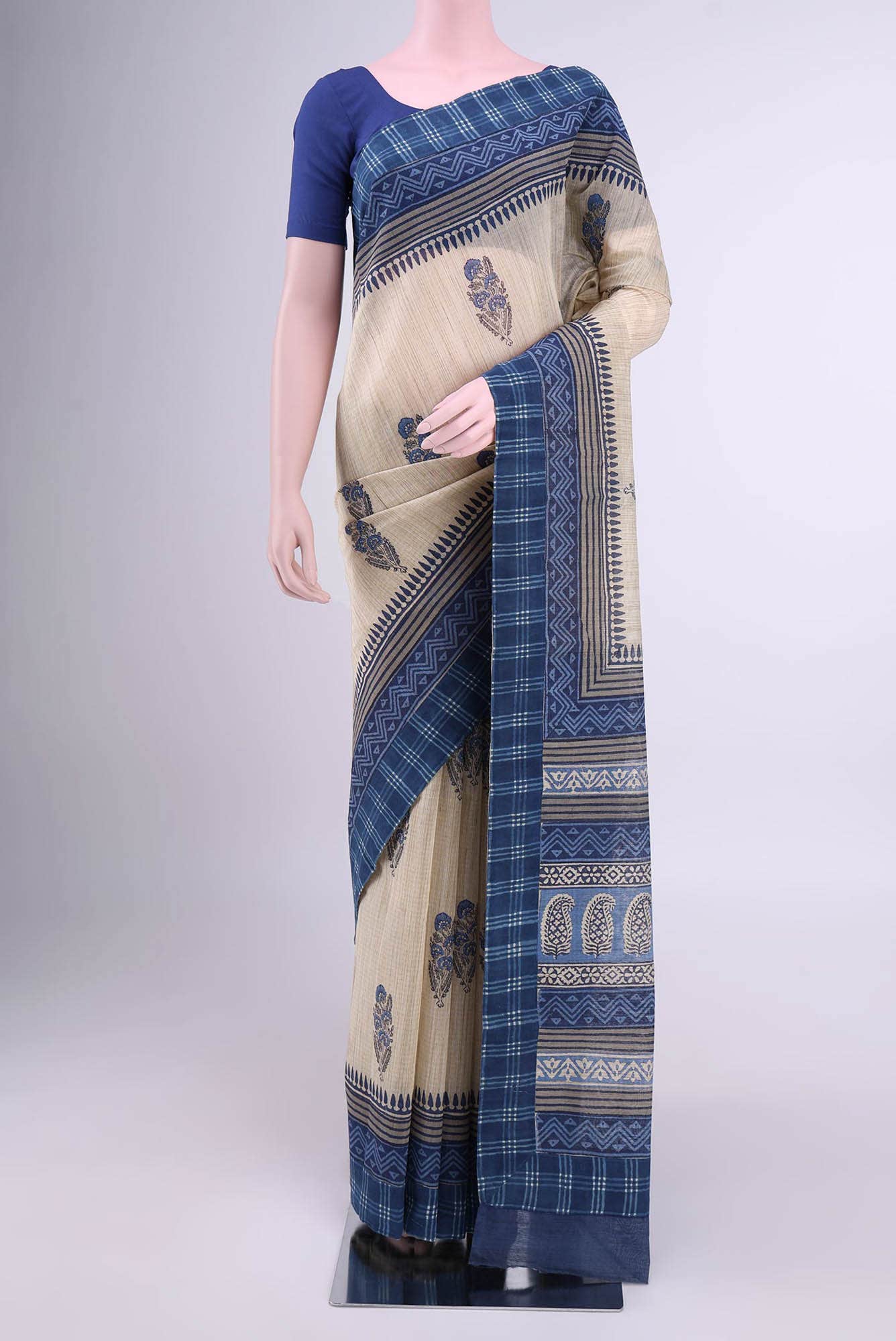 Beige Kota Cotton Saree