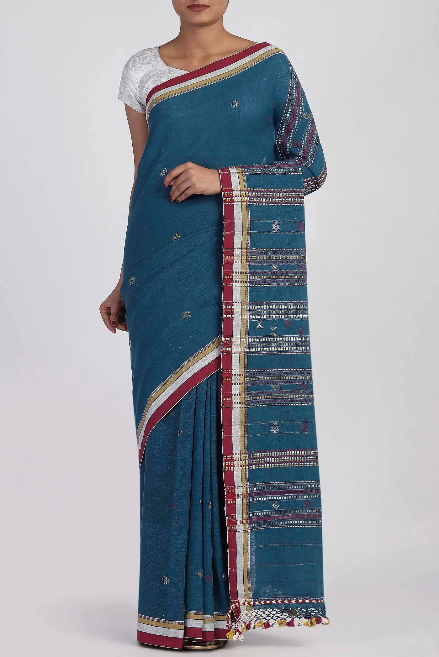 Blue Handloom Cotton Saree