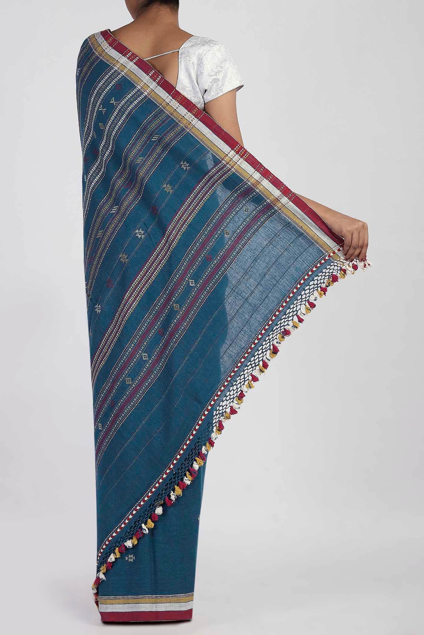 Blue Handloom Cotton Saree