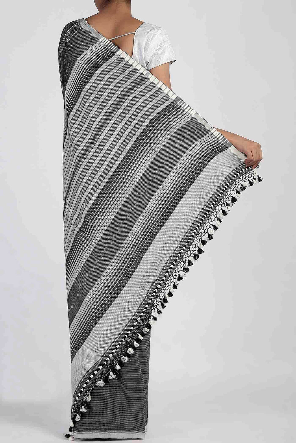 Black Handloom Cotton Saree