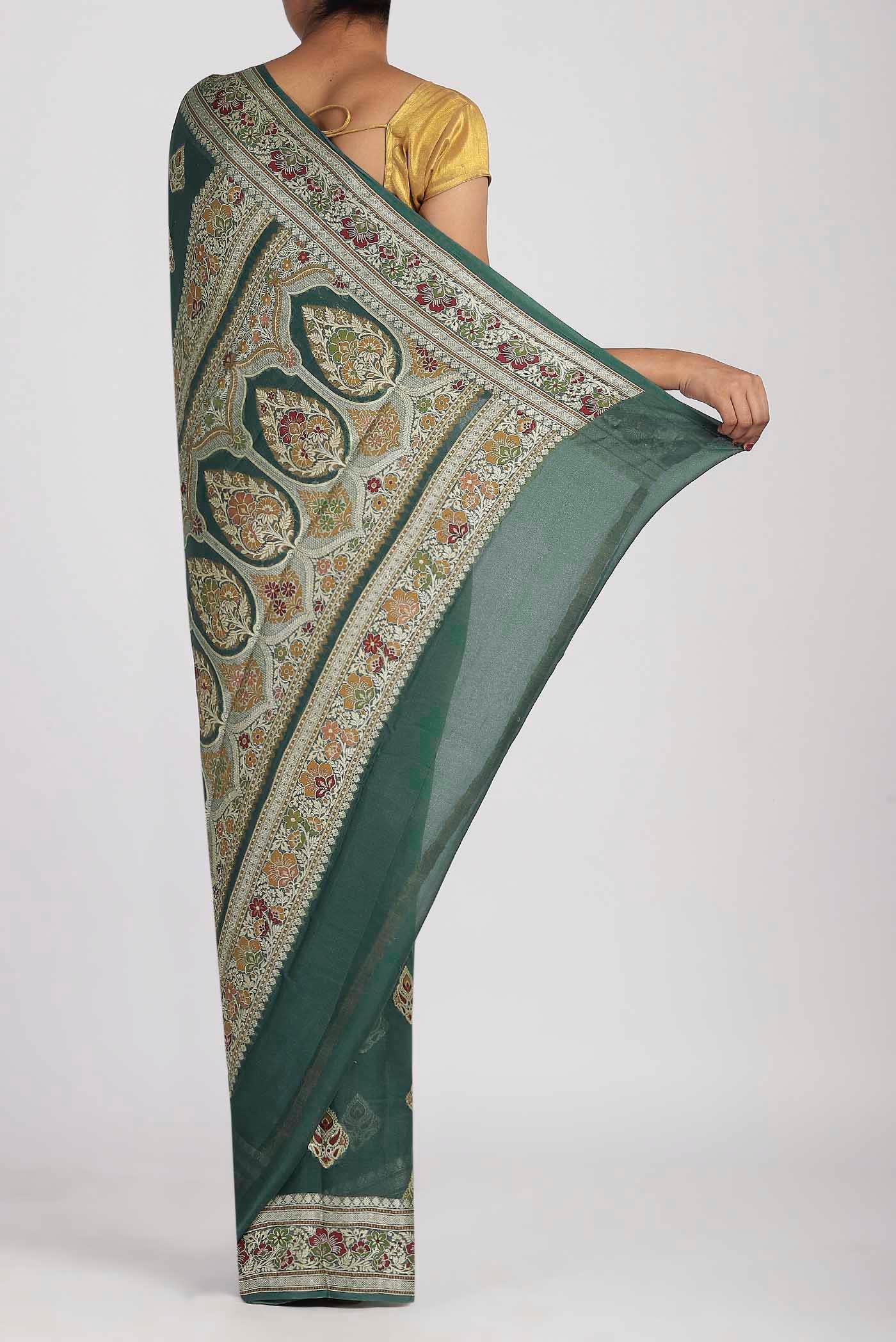 Green Banarasi Georgette Saree