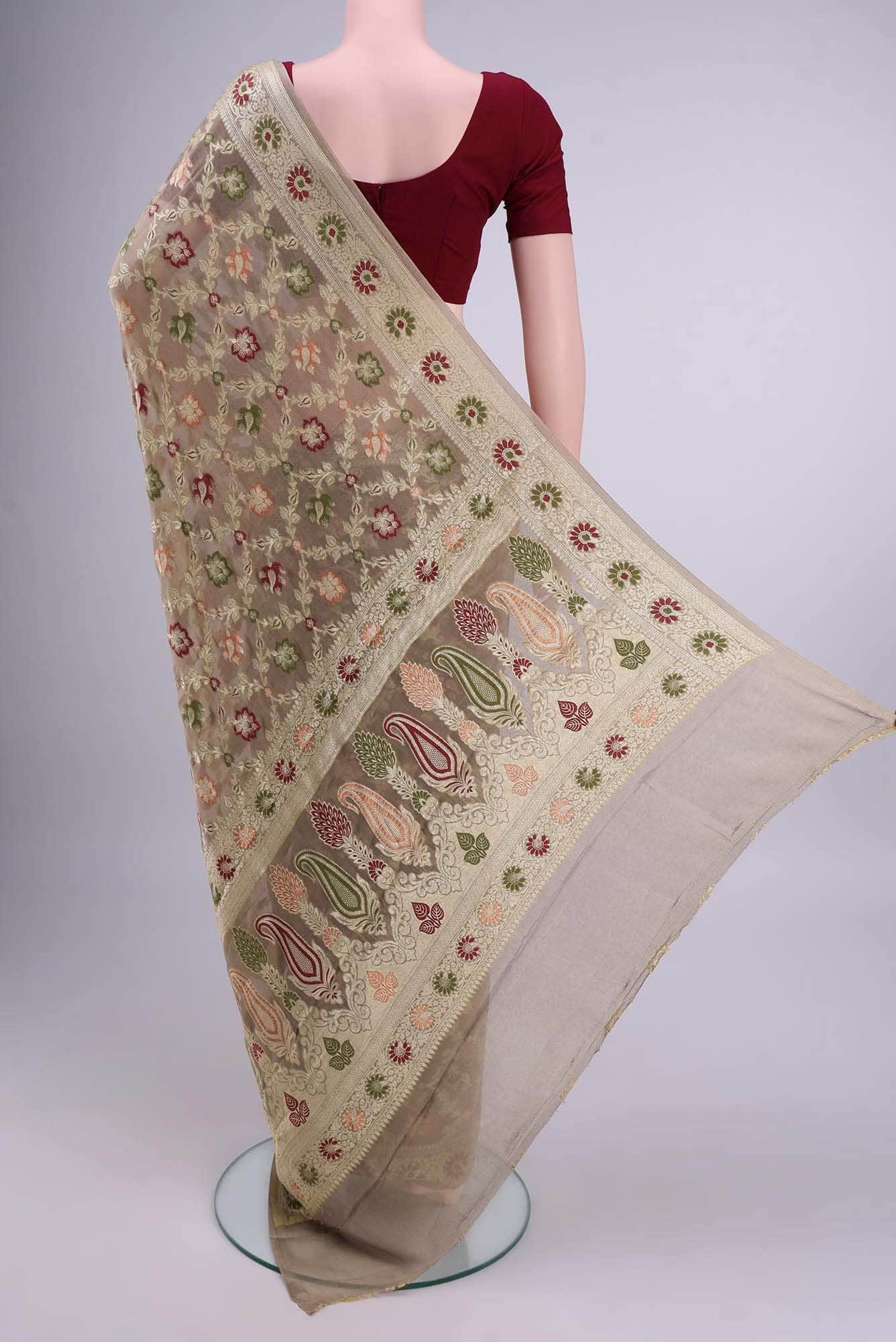 Beige Banarasi Georgette Saree