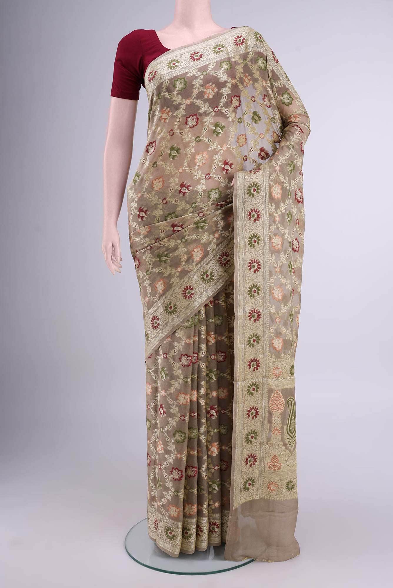Beige Banarasi Georgette Saree