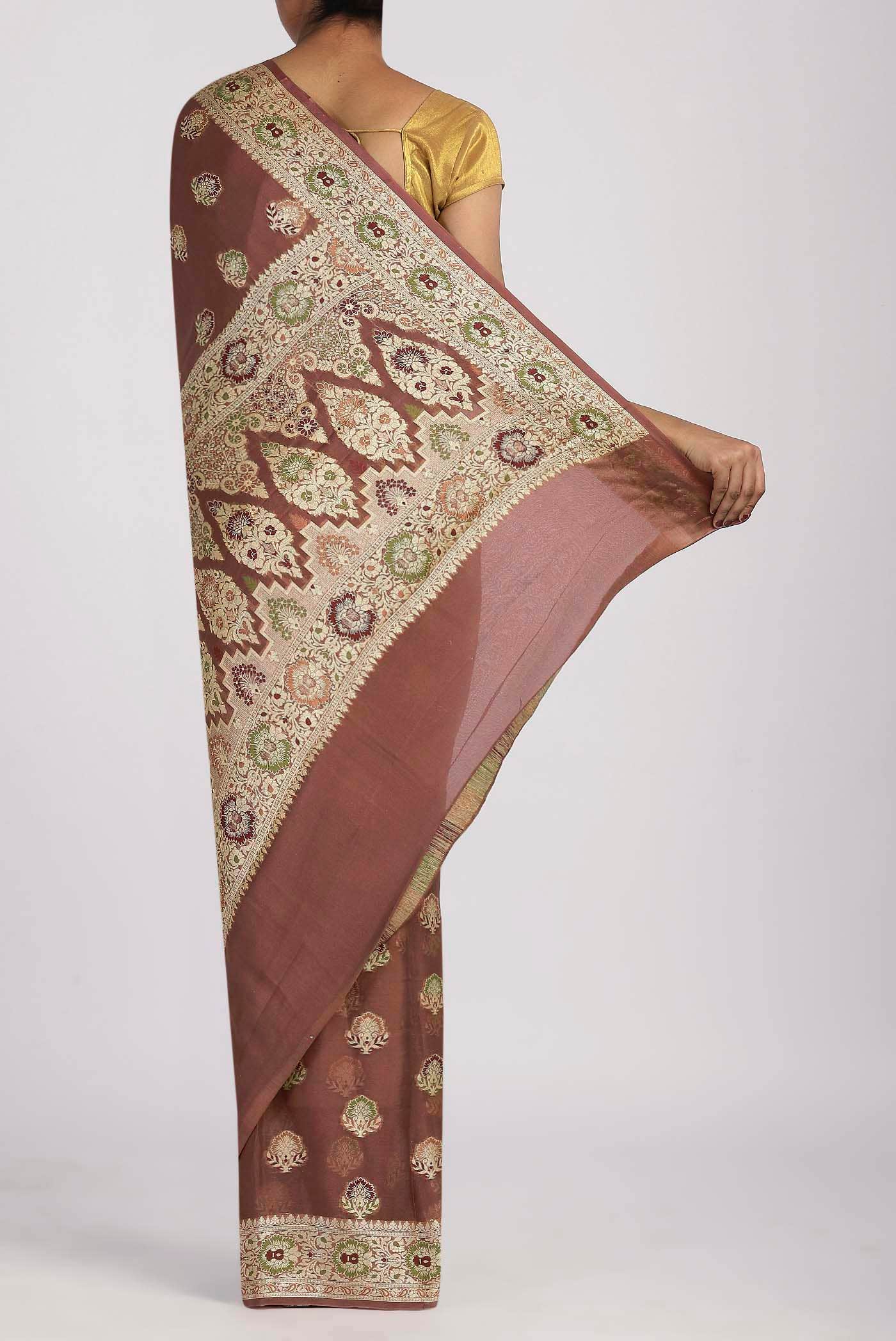 Brown Banarasi Georgette Saree