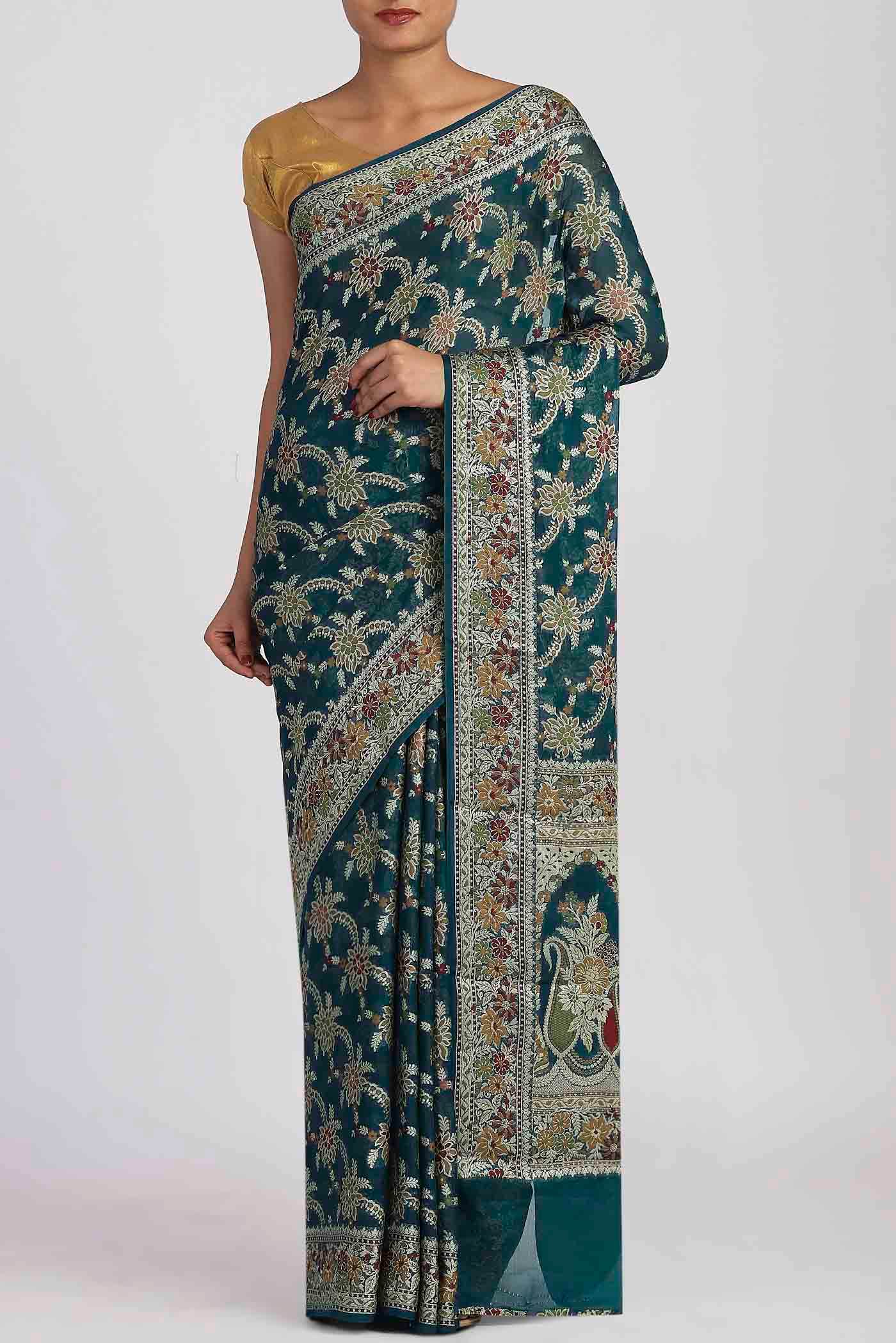 Blue Banarasi Georgette Saree