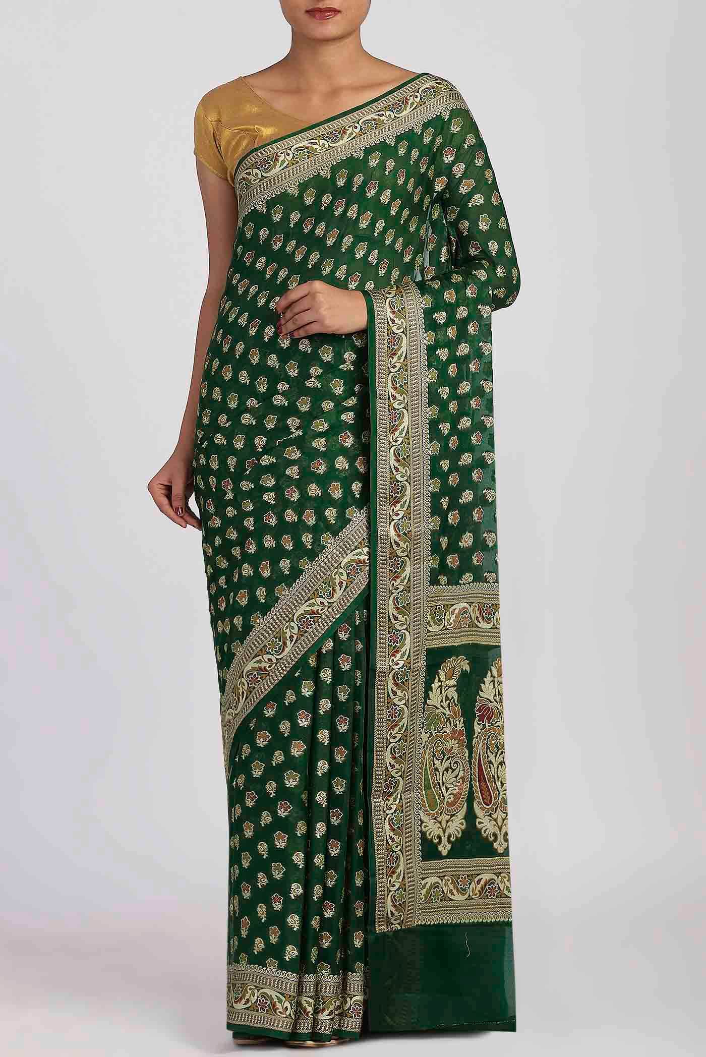 Green Banarasi Georgette Saree