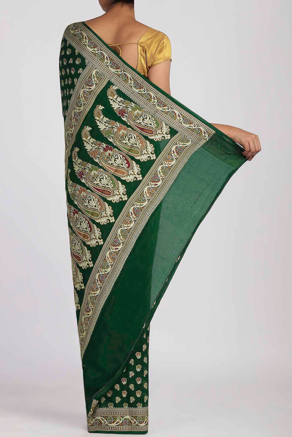 Green Banarasi Georgette Saree