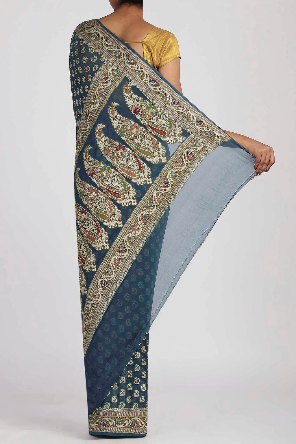 Blue Banarasi Georgette Saree
