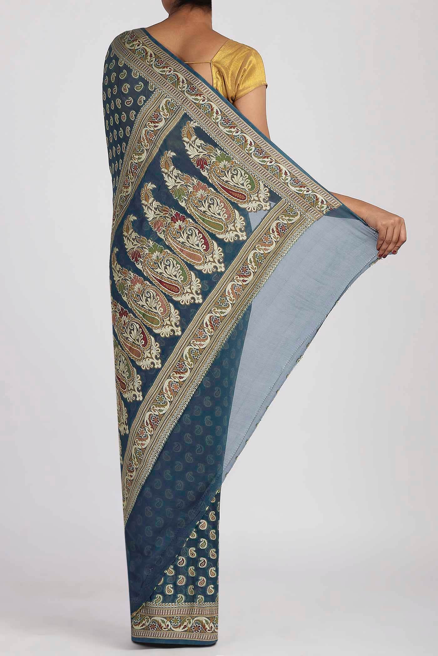 Blue Banarasi Georgette Saree