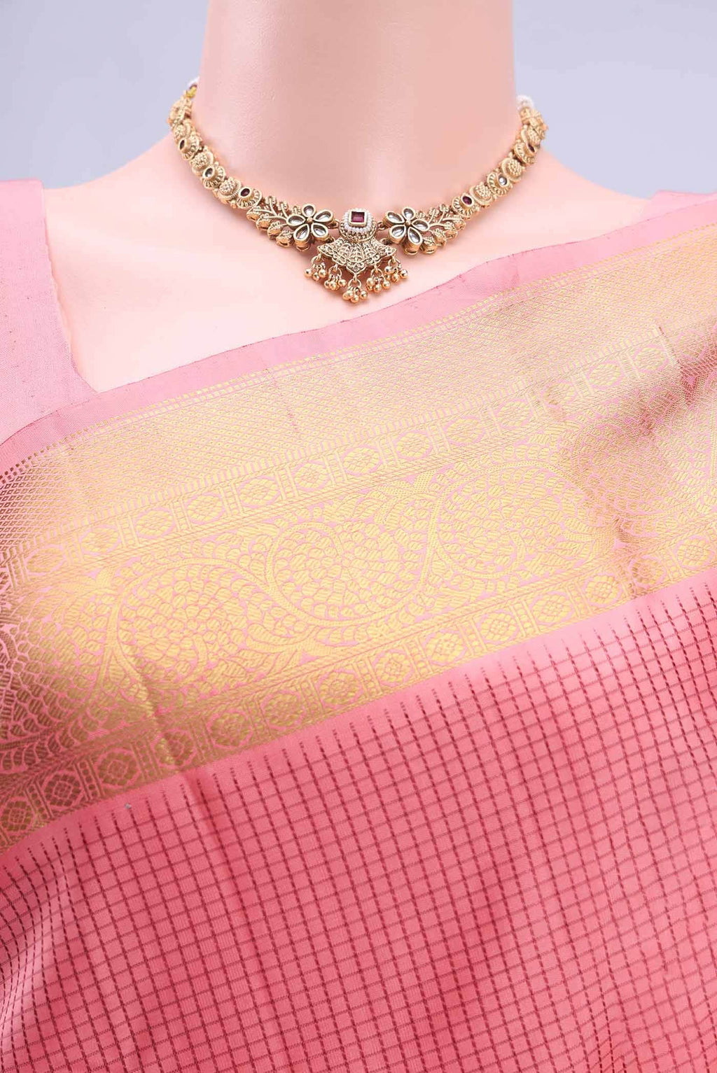 Peach Kanchipuram Saree