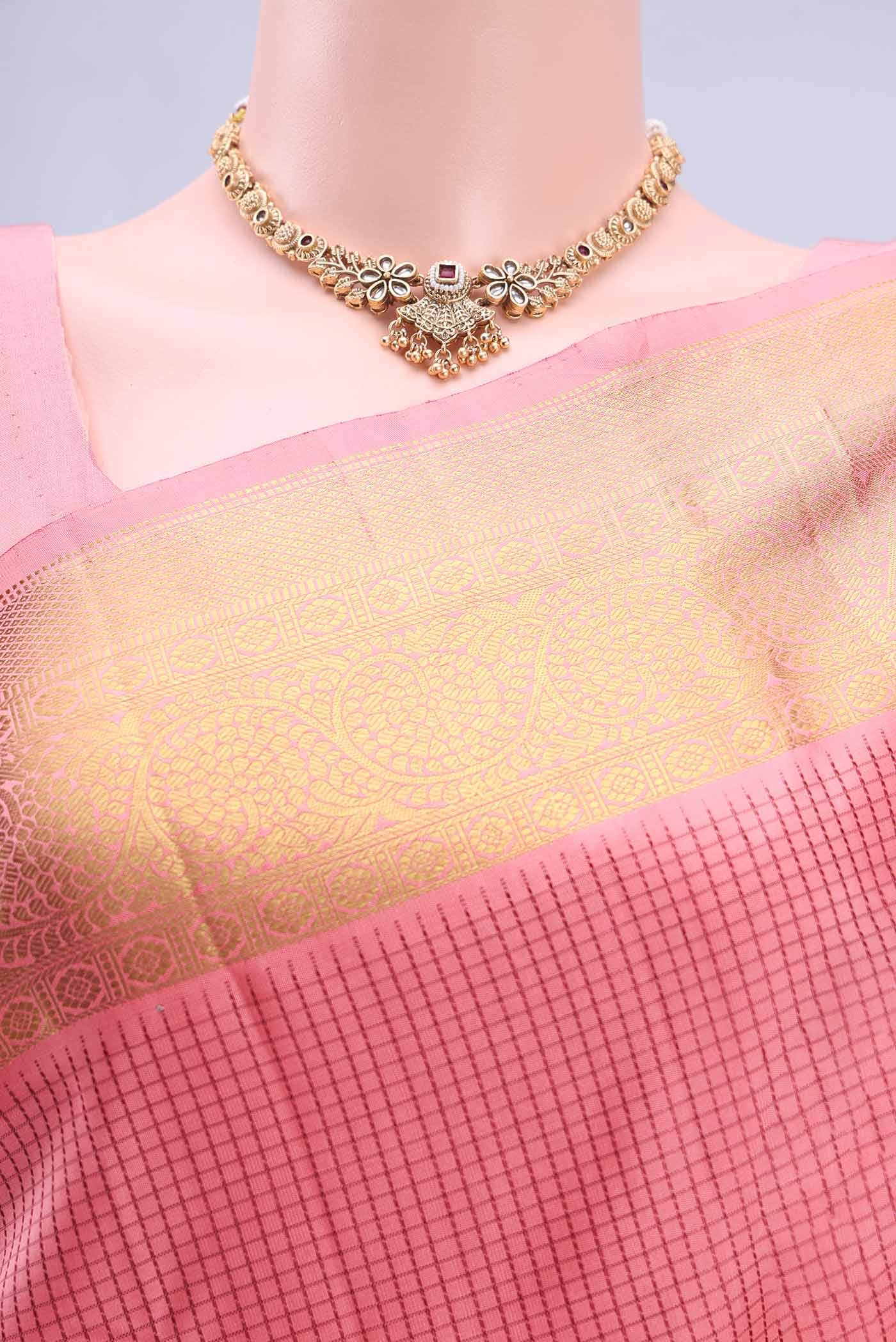 Peach Kanchipuram Saree