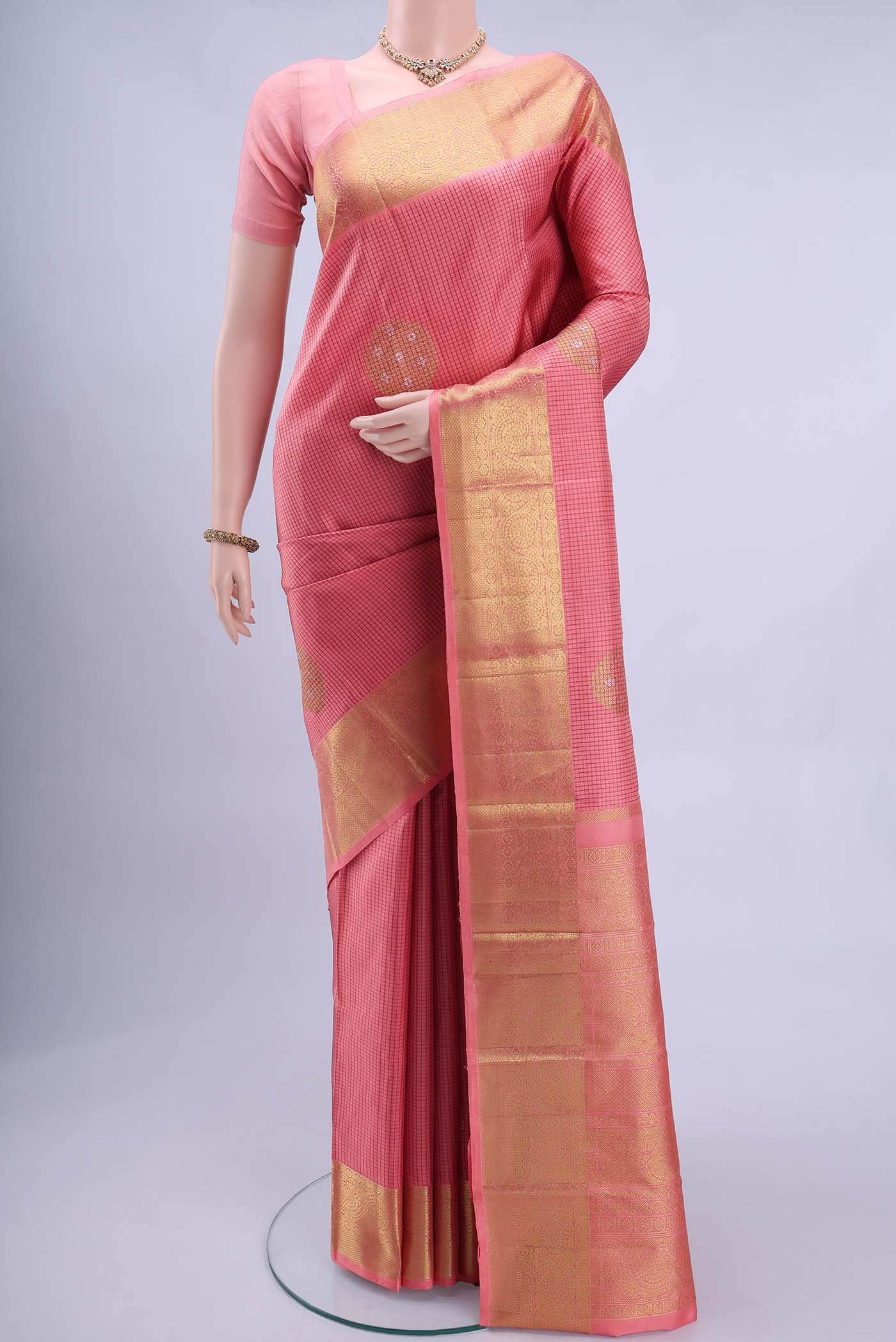 Peach Kanchipuram Saree