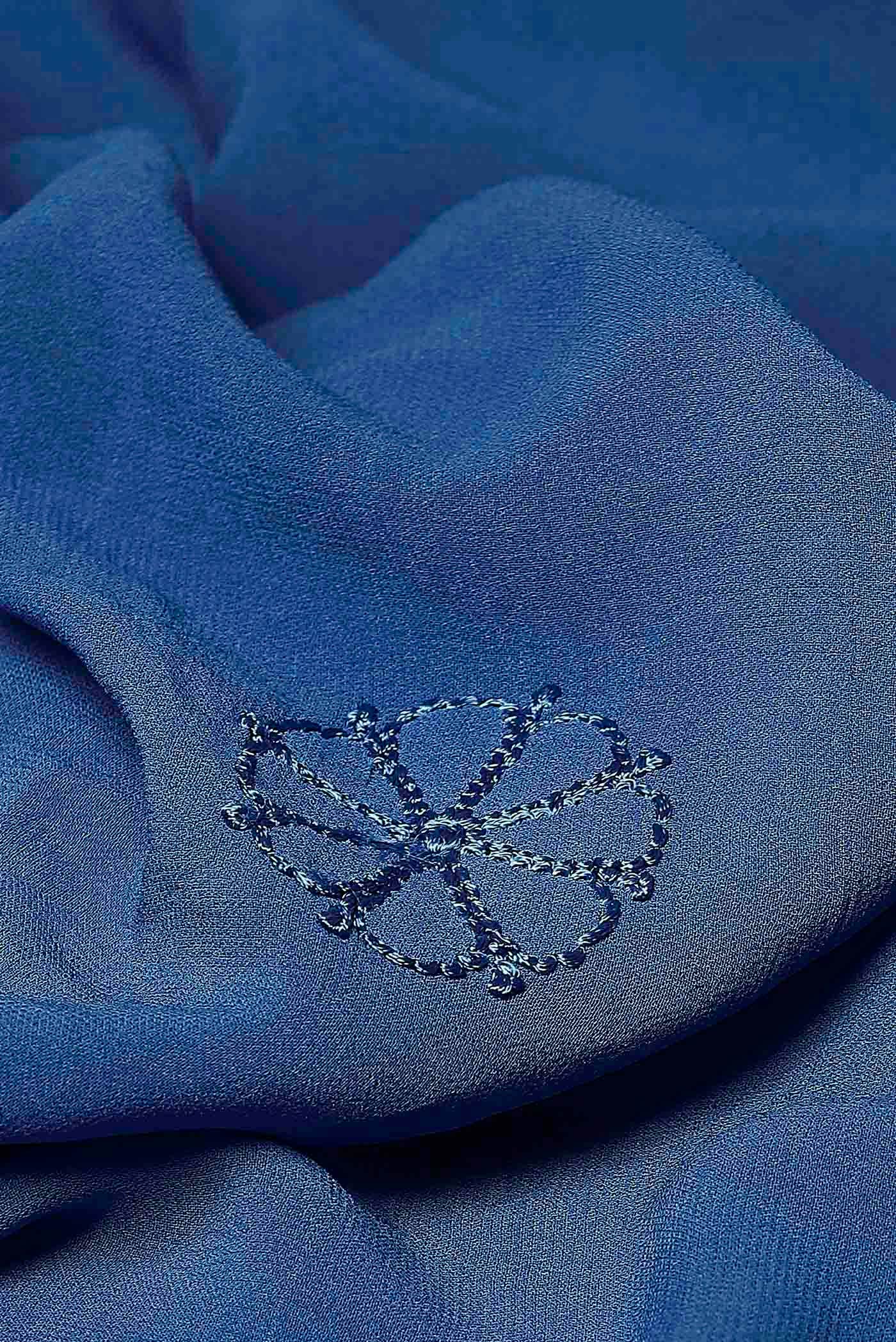 Blue Chikankari Georgette Saree