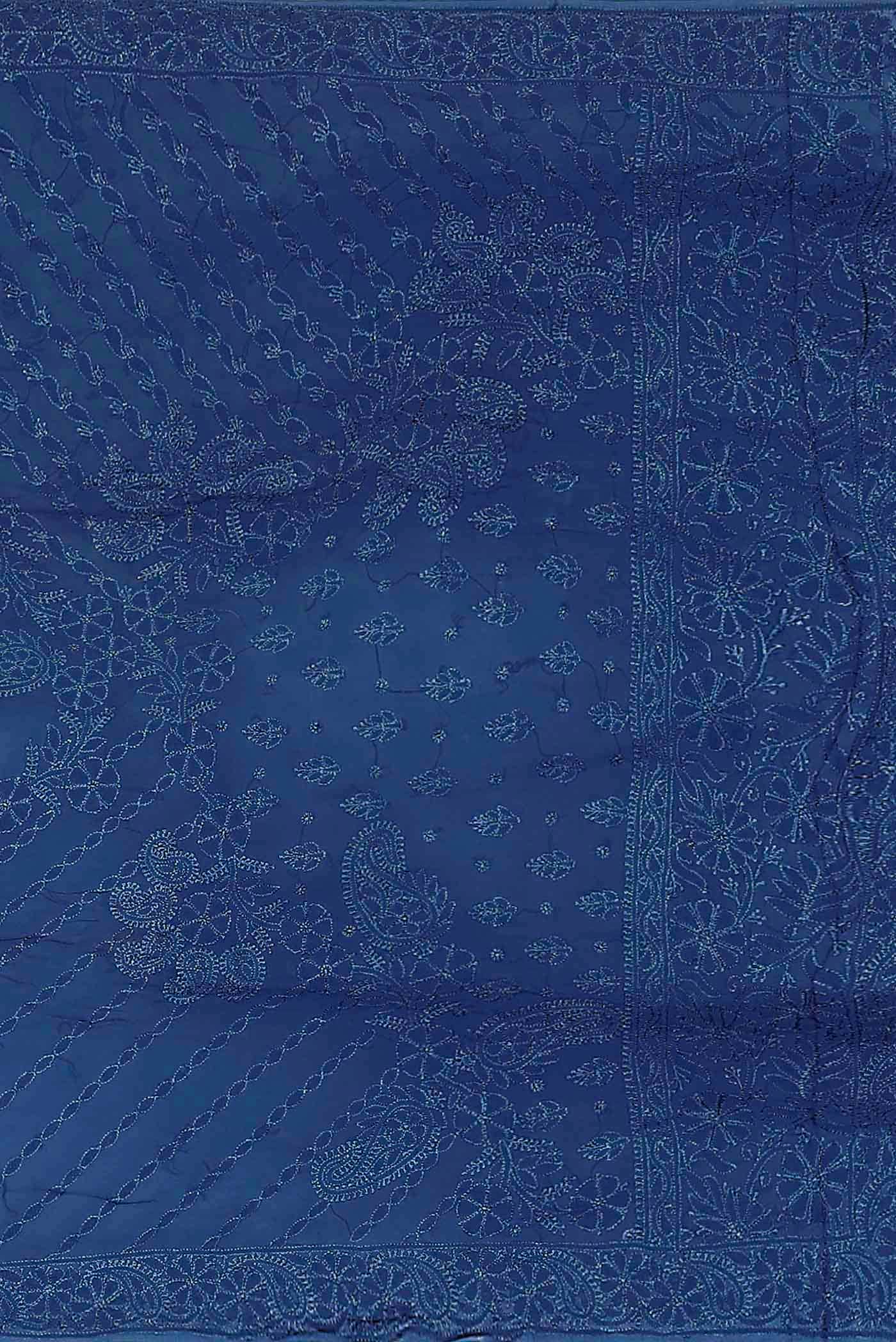 Blue Chikankari Georgette Saree