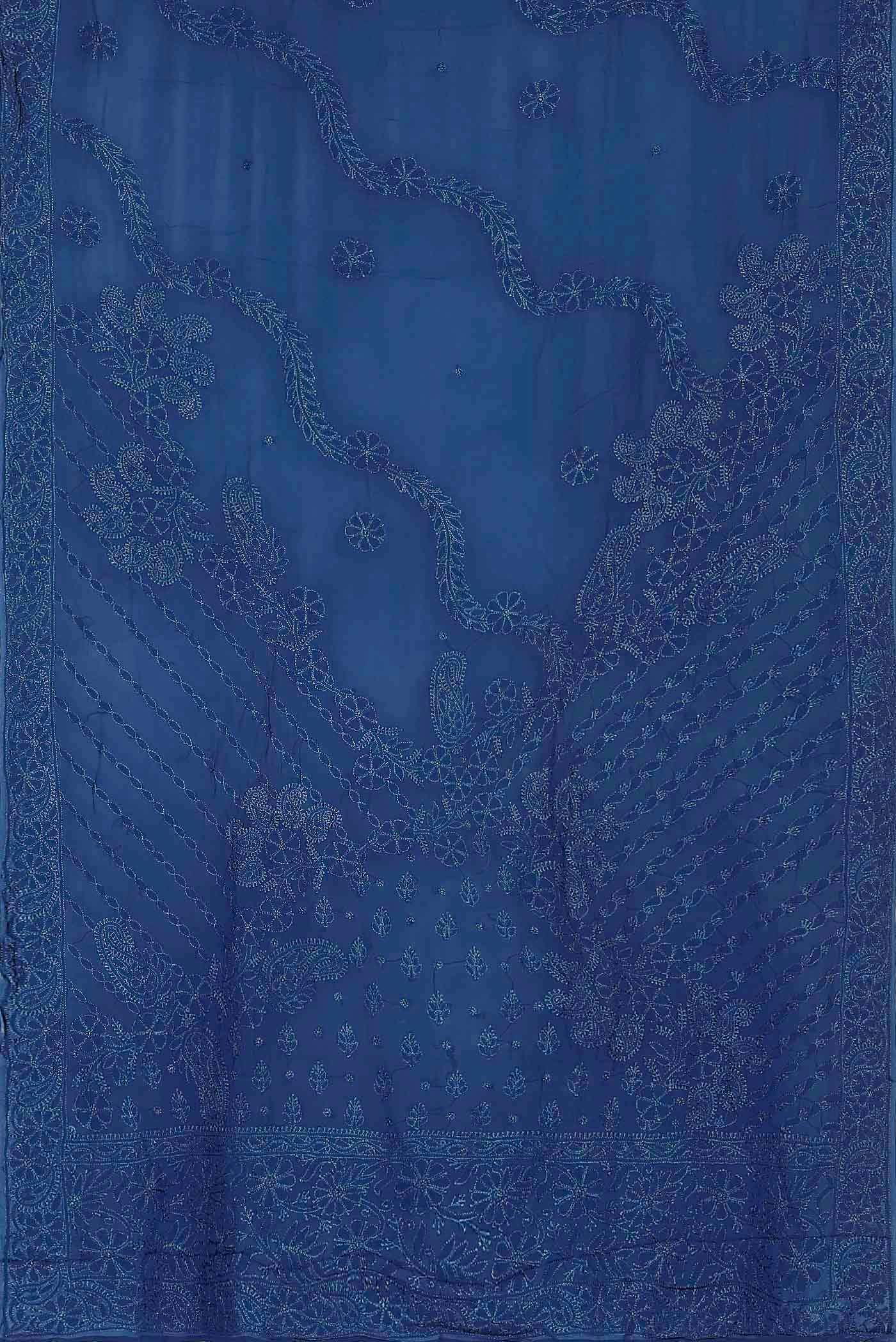 Blue Chikankari Georgette Saree