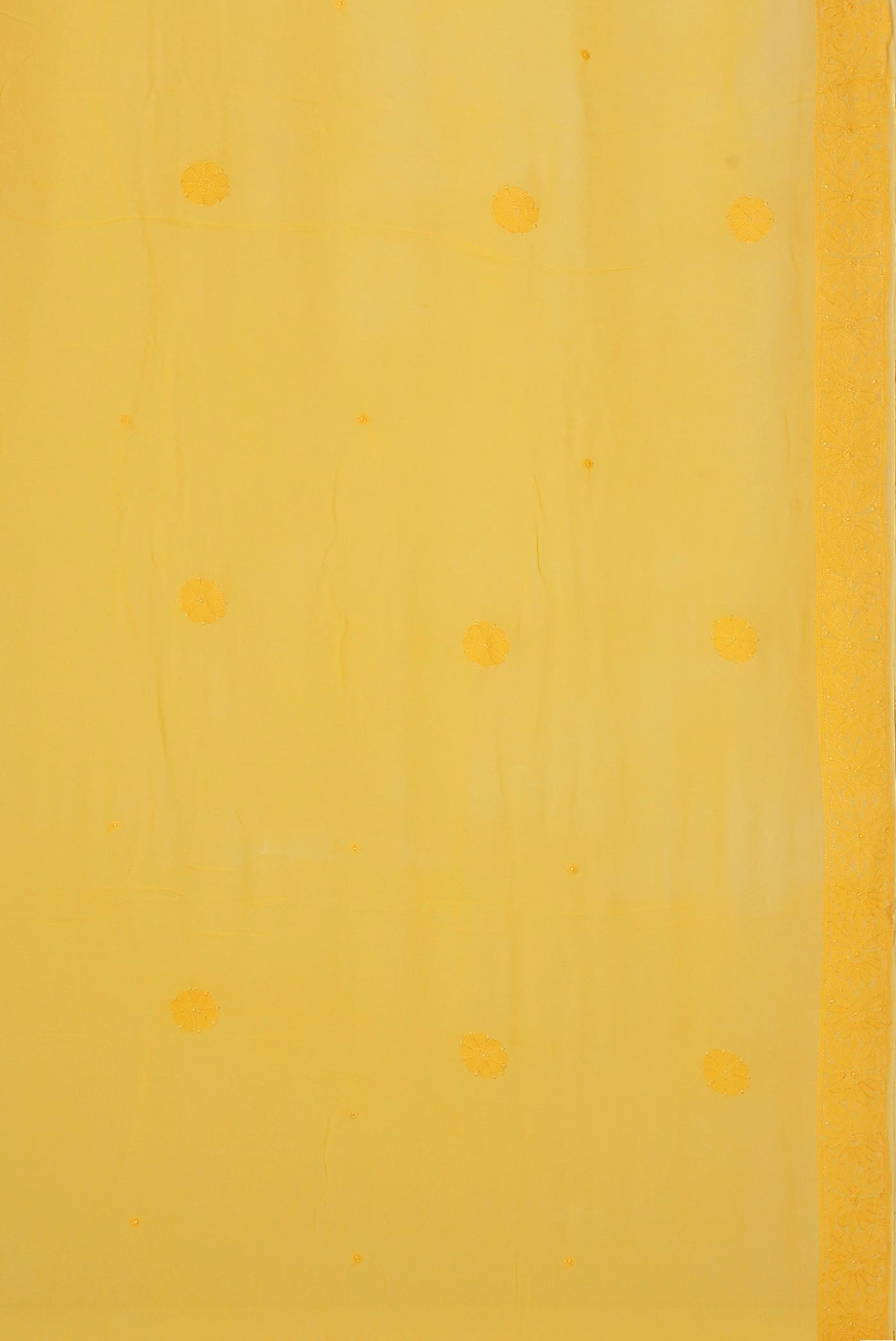 Yellow Chikankari Georgette Saree