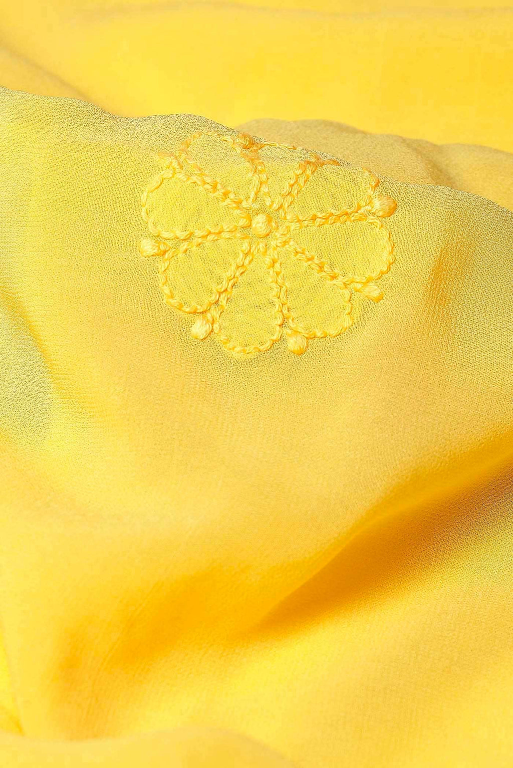 Yellow Chikankari Georgette Saree