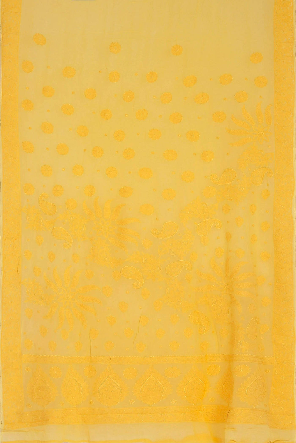 Yellow Chikankari Georgette Saree
