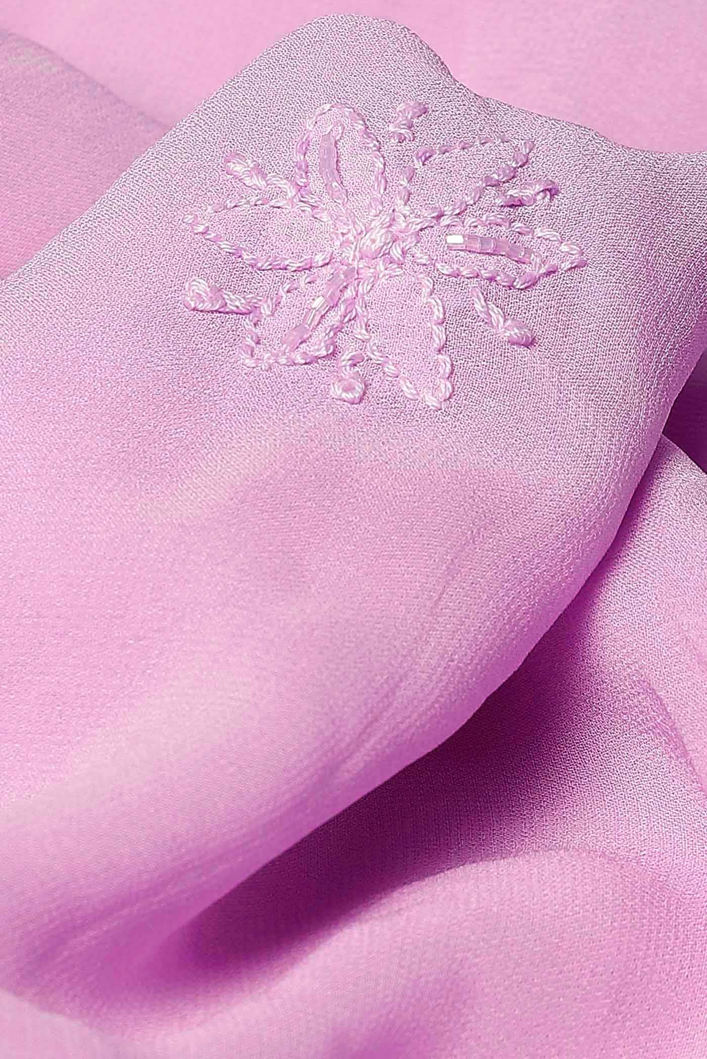 Rose pink Chikankari Georgette Saree