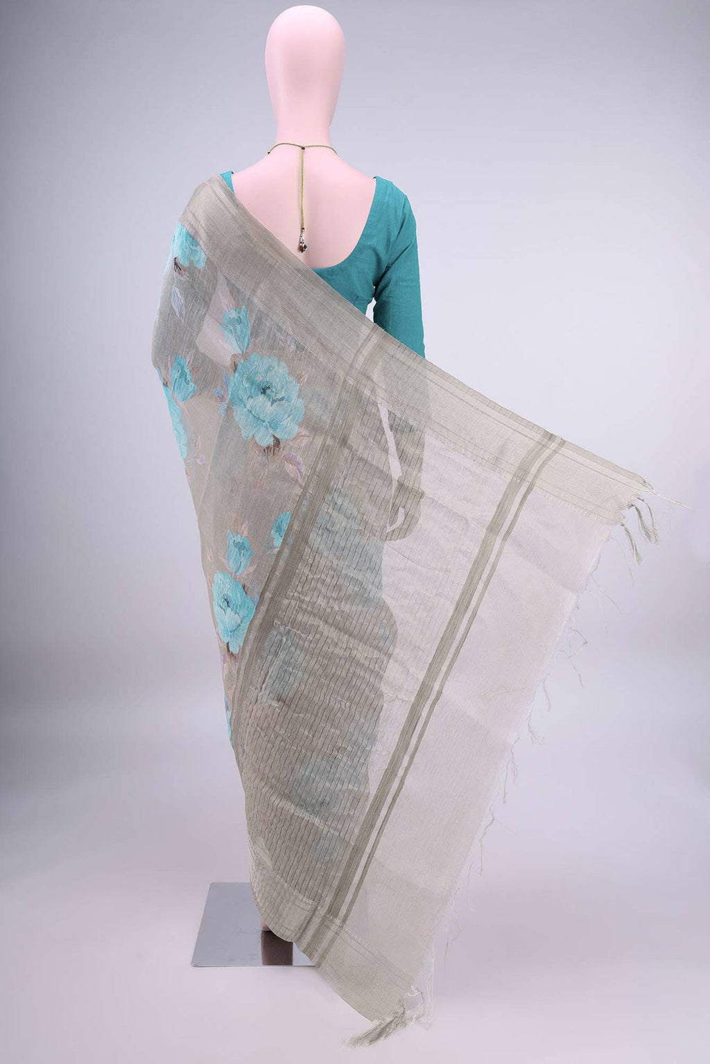 Beige Linen Saree