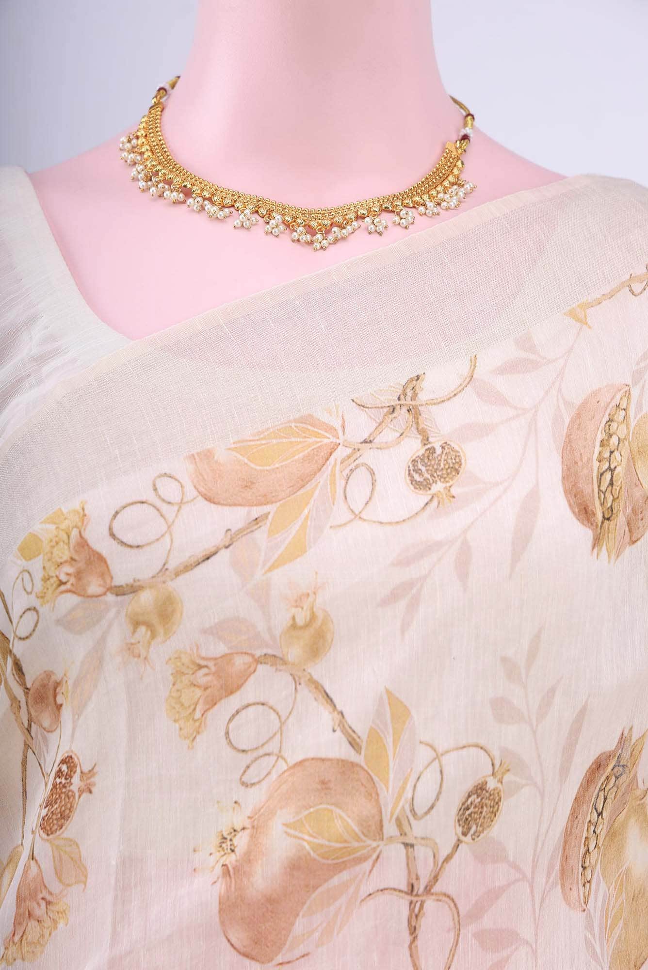 Cream Linen Saree
