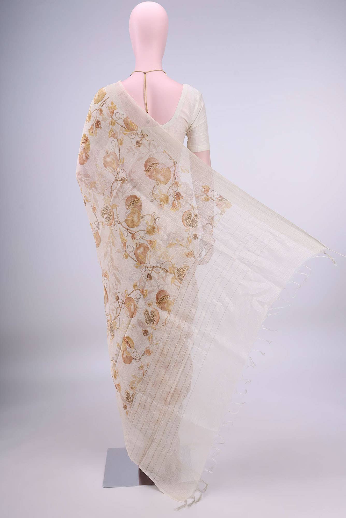 Cream Linen Saree