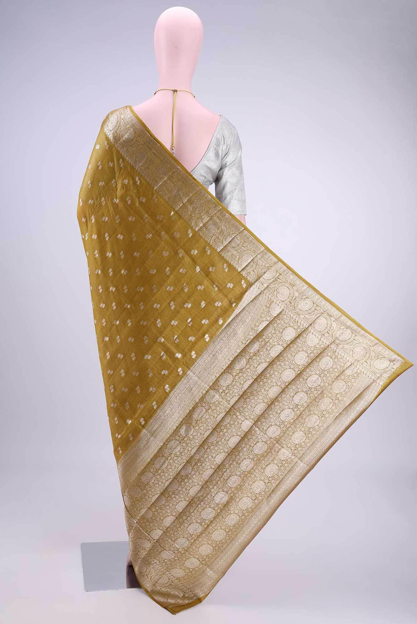 Mehandi Green Banarasi Raw Silk Saree