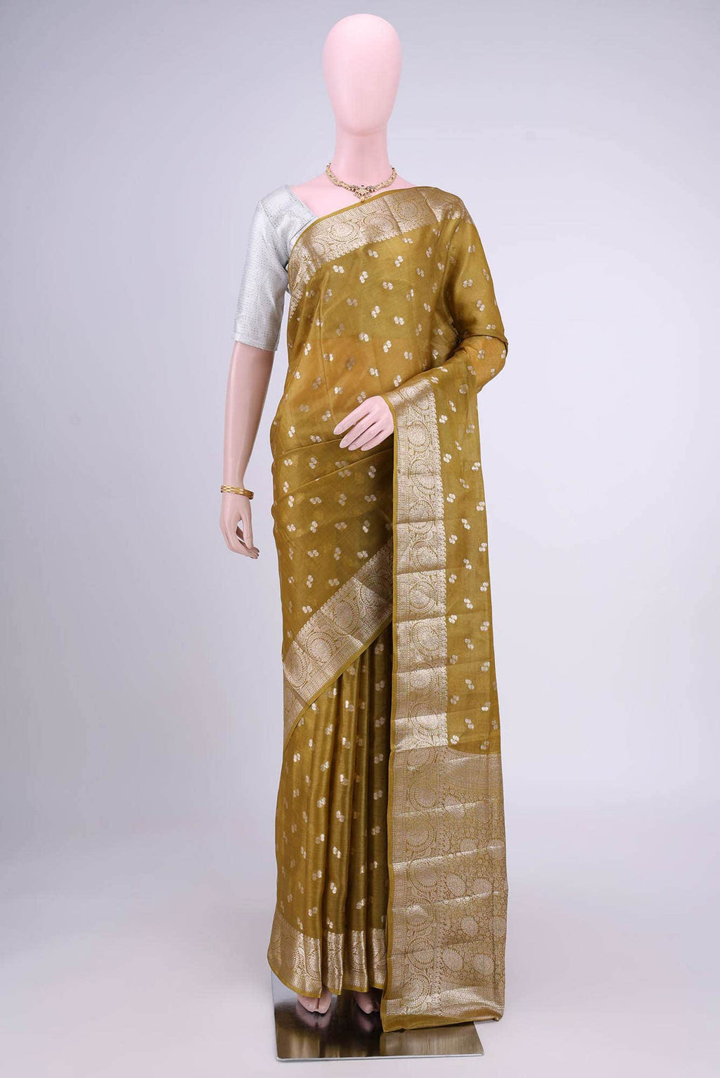 Mehandi Green Banarasi Raw Silk Saree