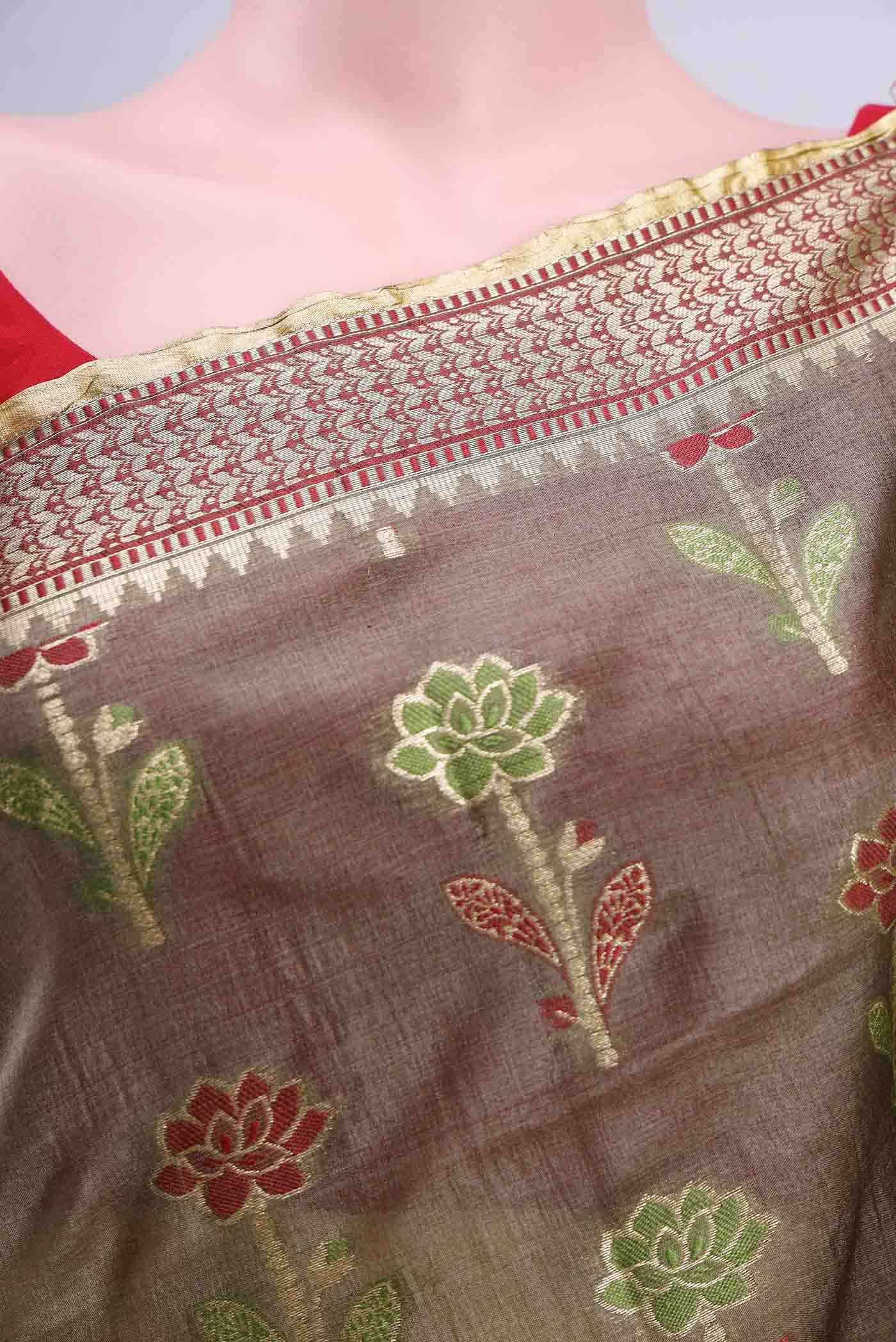 Davys Grey Organza Silk Saree