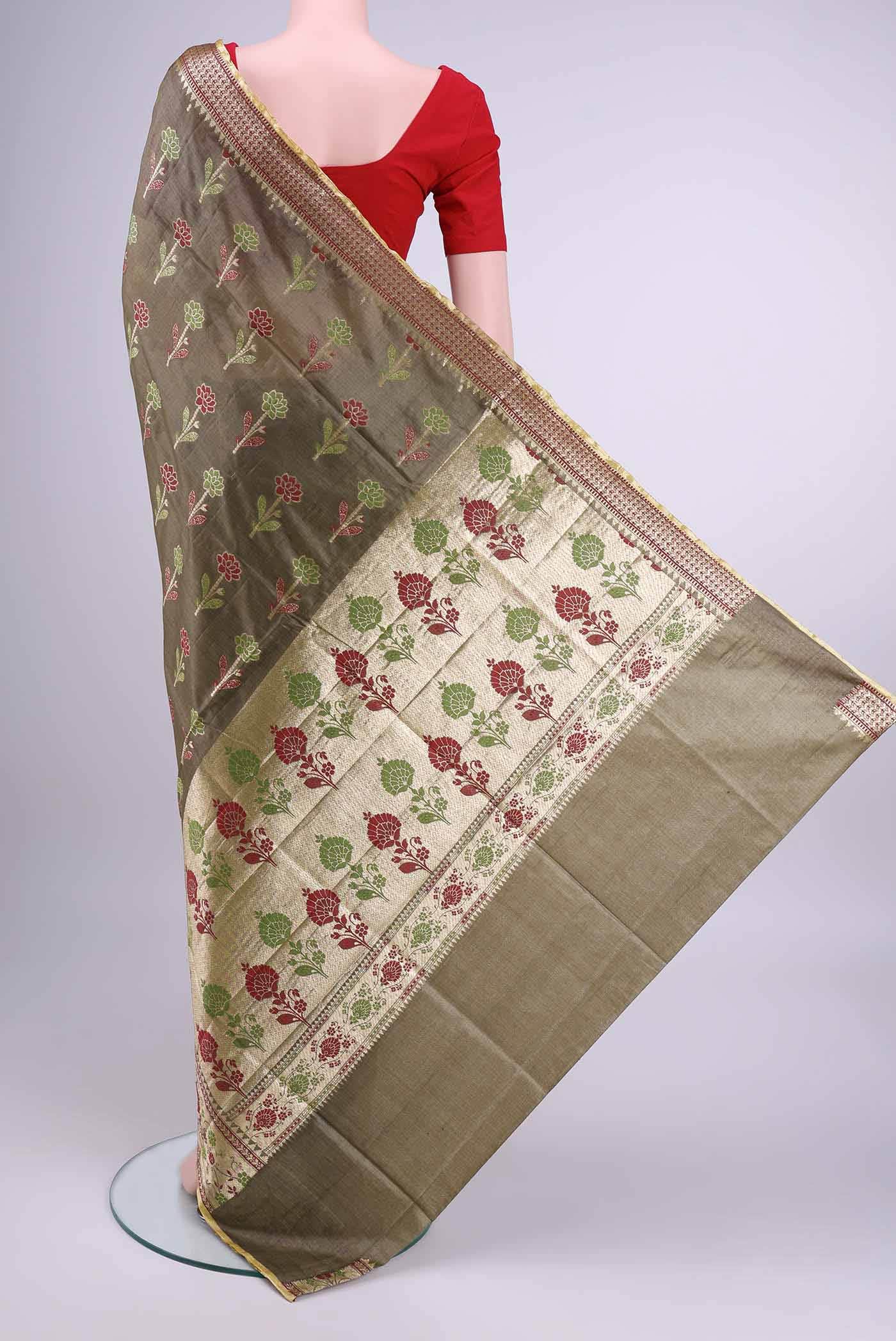Davys Grey Organza Silk Saree