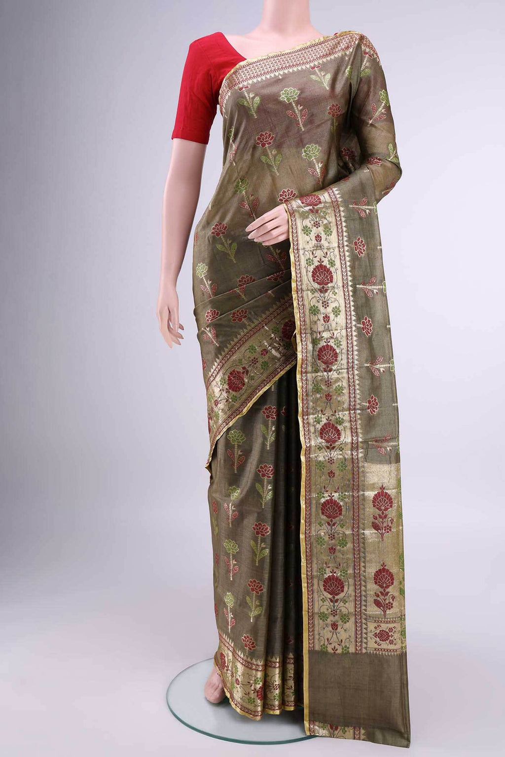 Davys Grey Organza Silk Saree