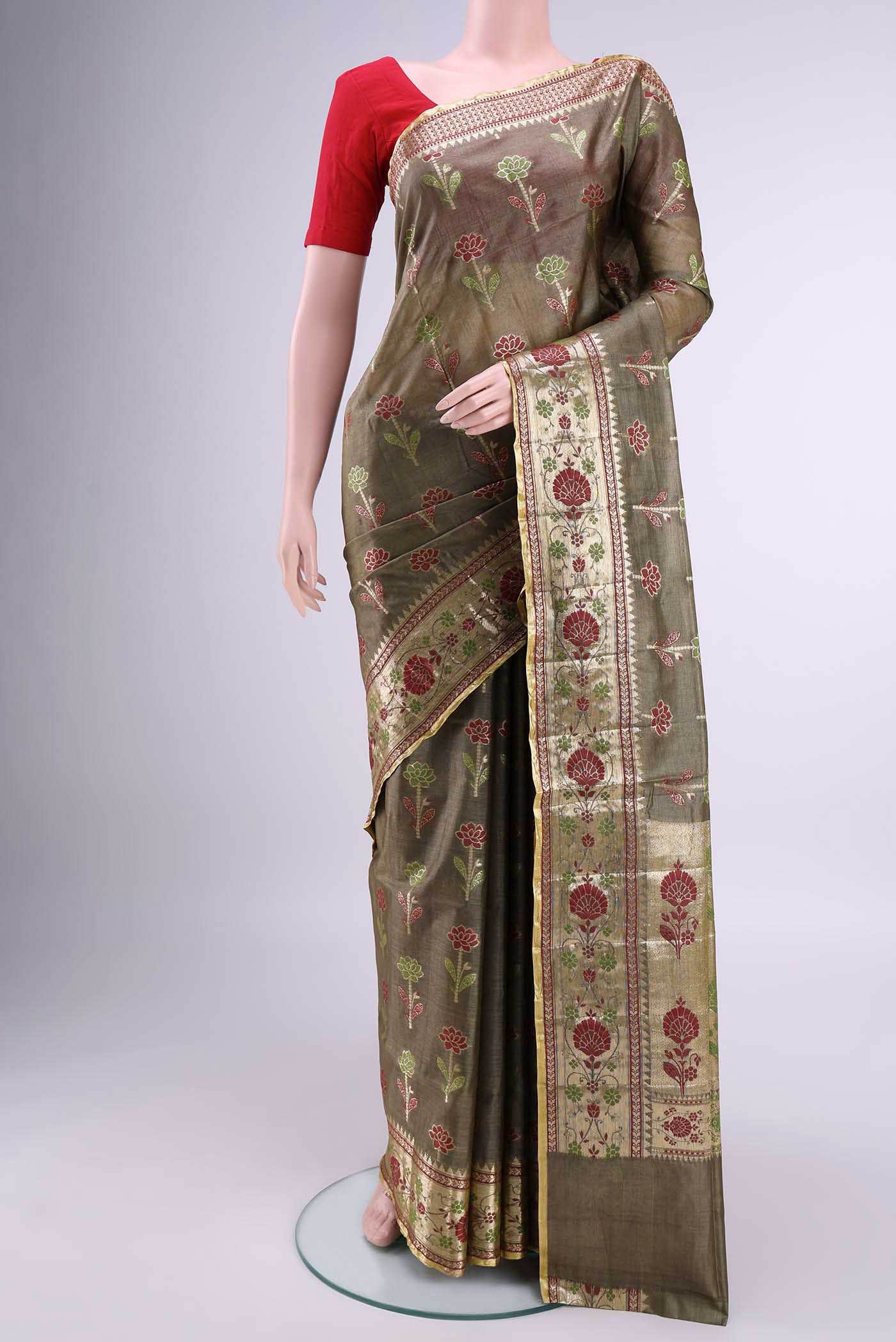 Davys Grey Organza Silk Saree