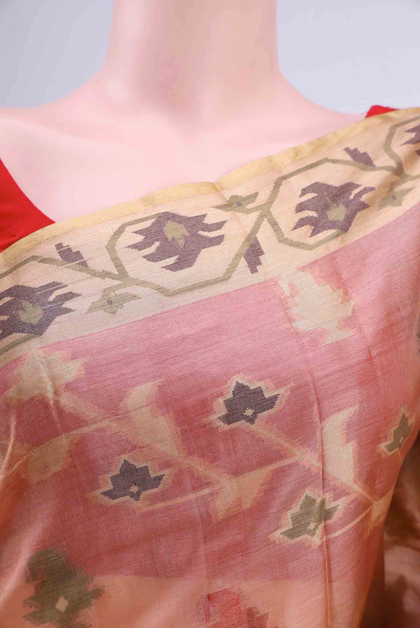 Golden Peach Banarasi Saree