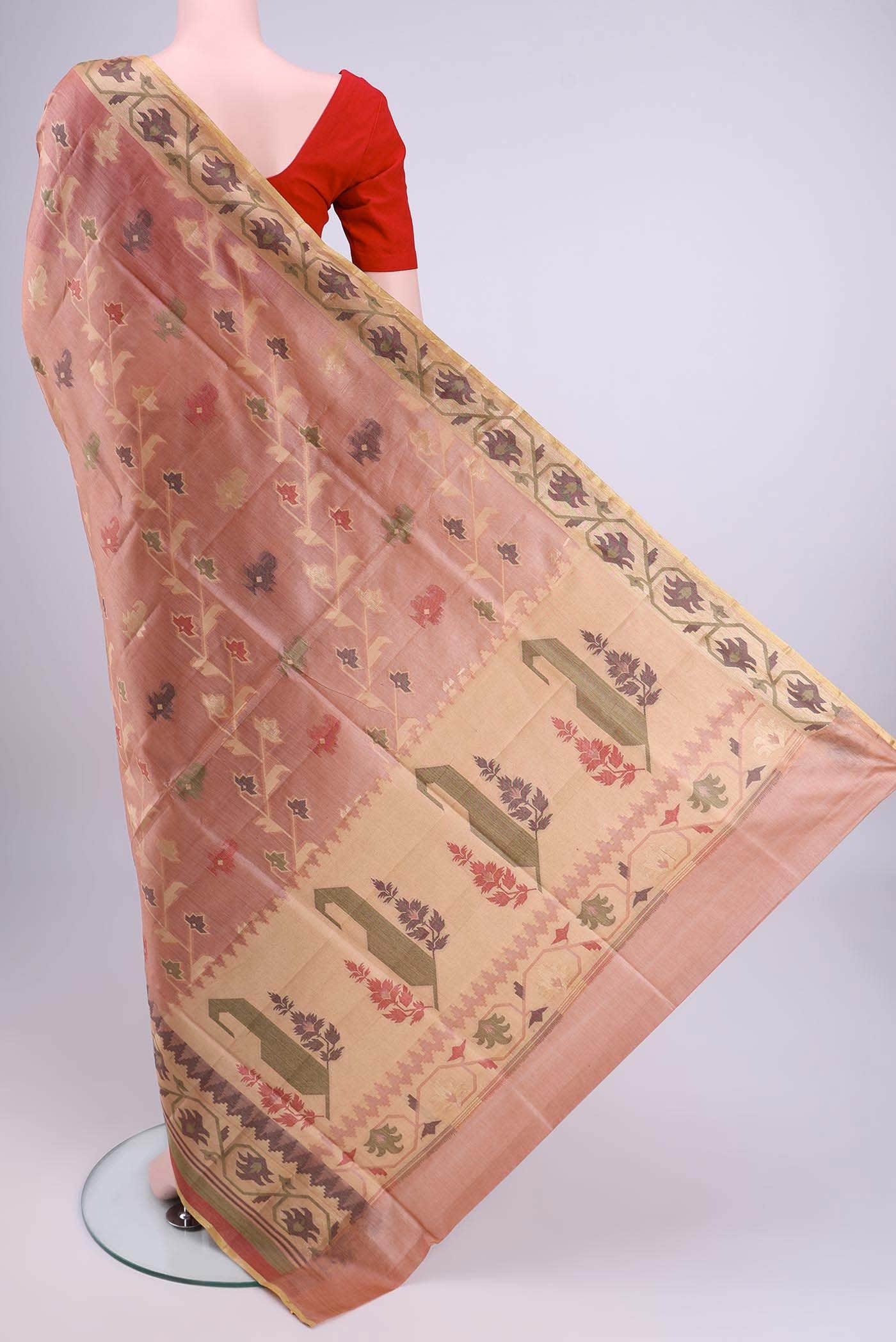 Golden Peach Banarasi Saree